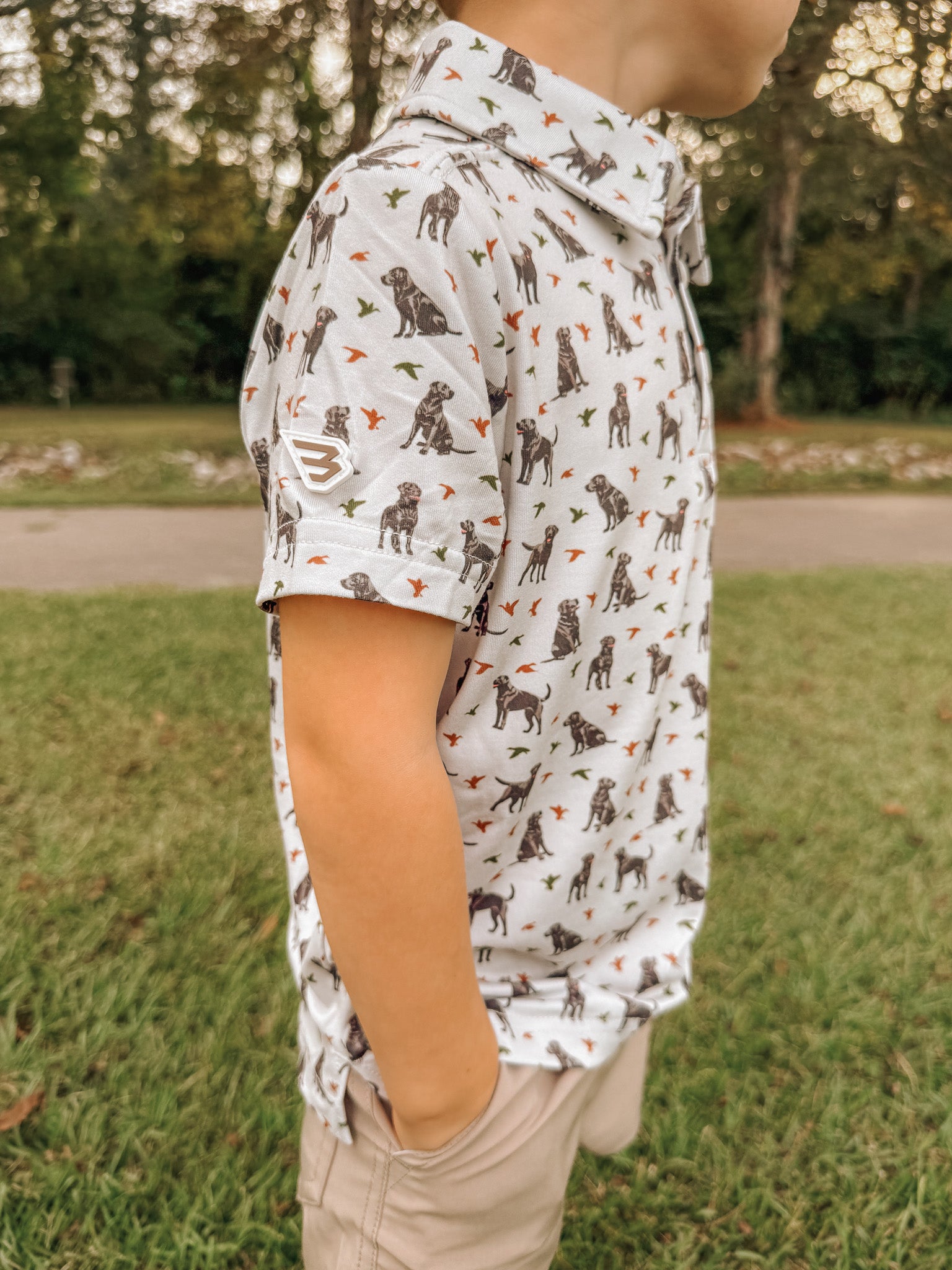 Burlebo Youth & Toddler Performance Polo - Ducks And Dogs