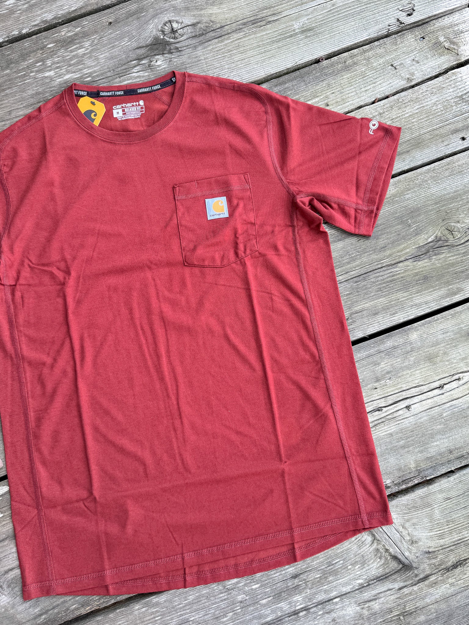 Carhartt Force Relaxed Fit Short-Sleeve Pocket T-Shirt in Dark Spice Red Heather
