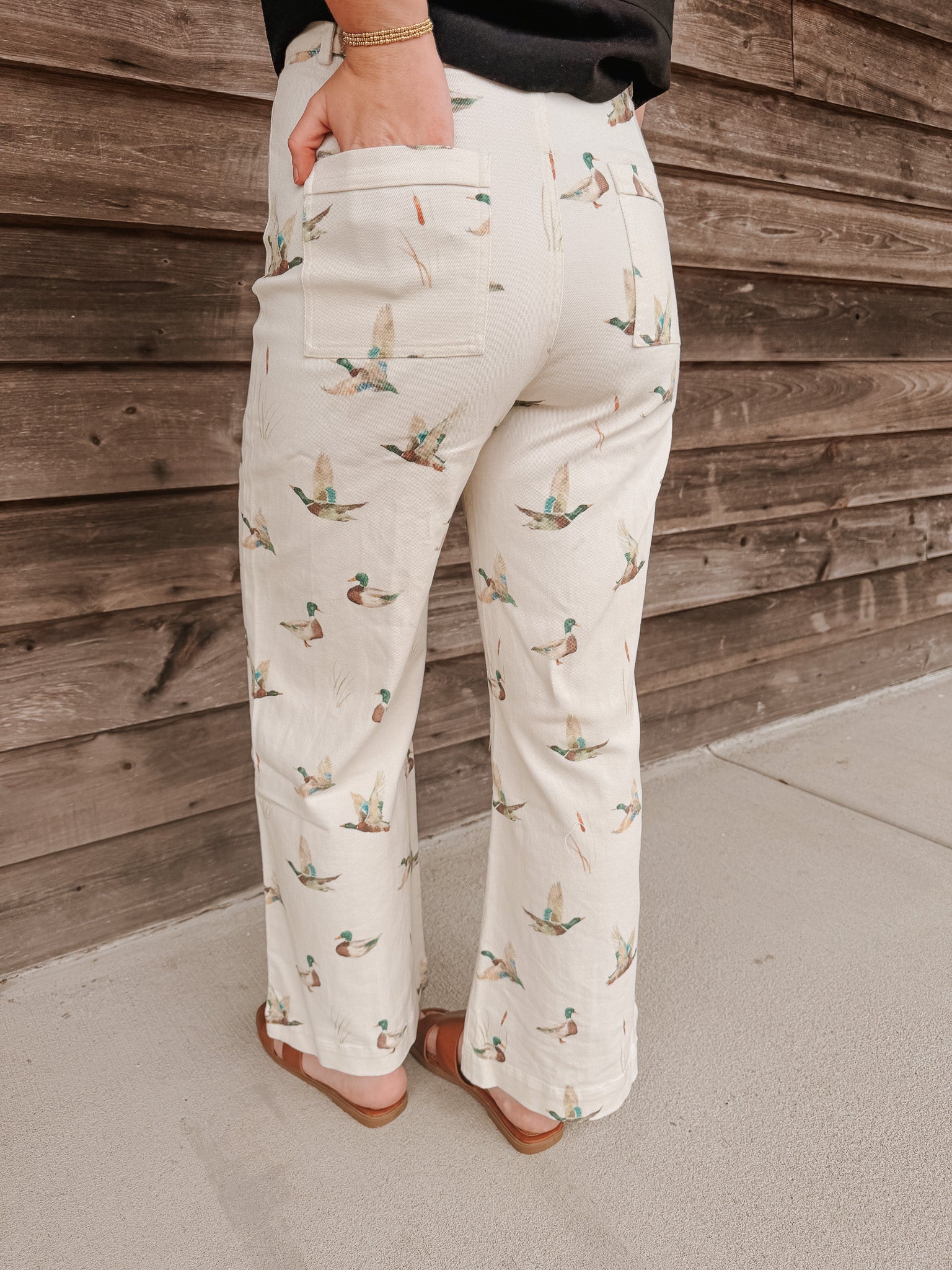 Mallard Stretch Denim Wide Leg Jeans in Ivory