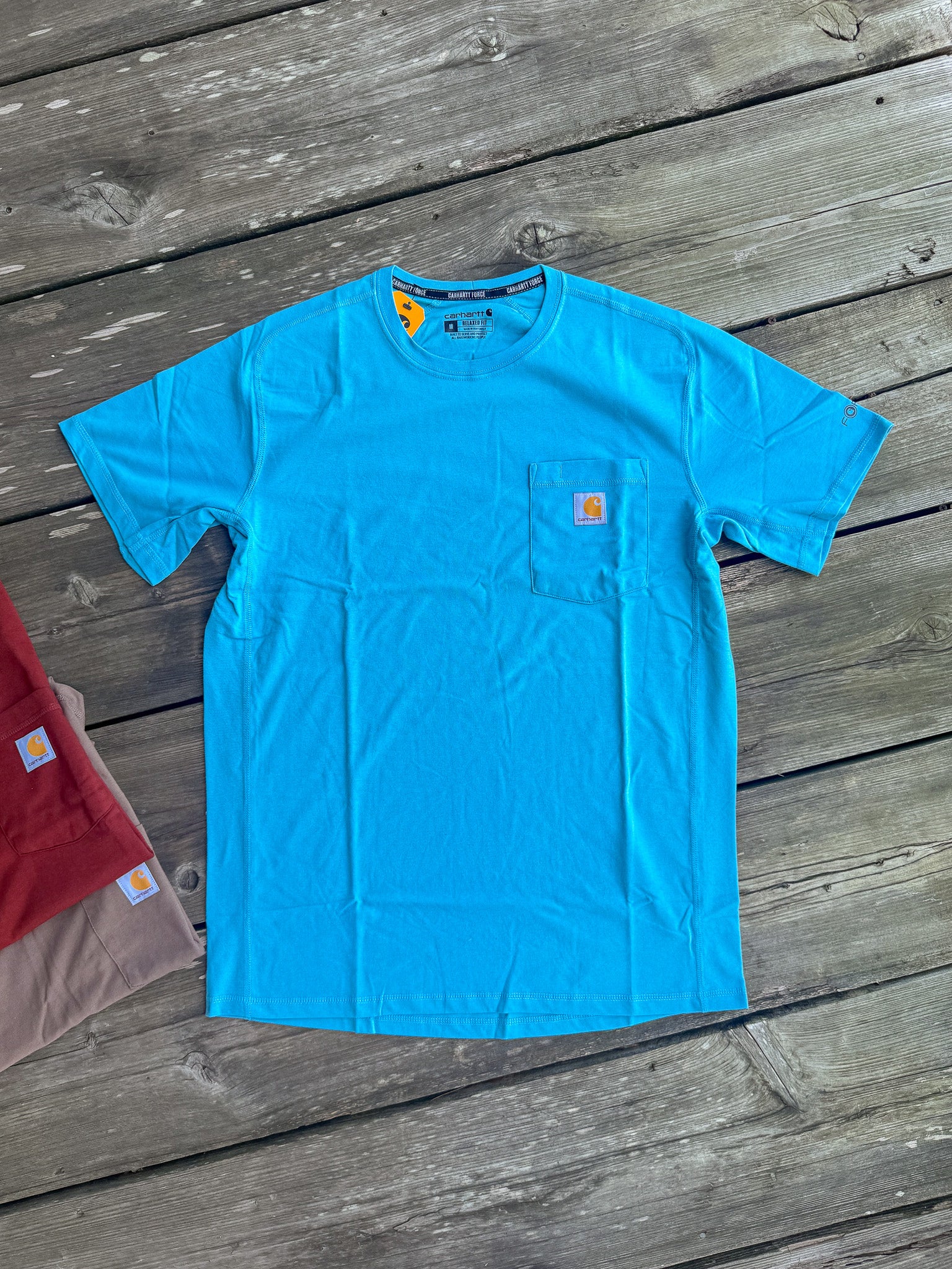 Carhartt Force Relaxed Fit Short-Sleeve Pocket T-Shirt in Dusted Aqua