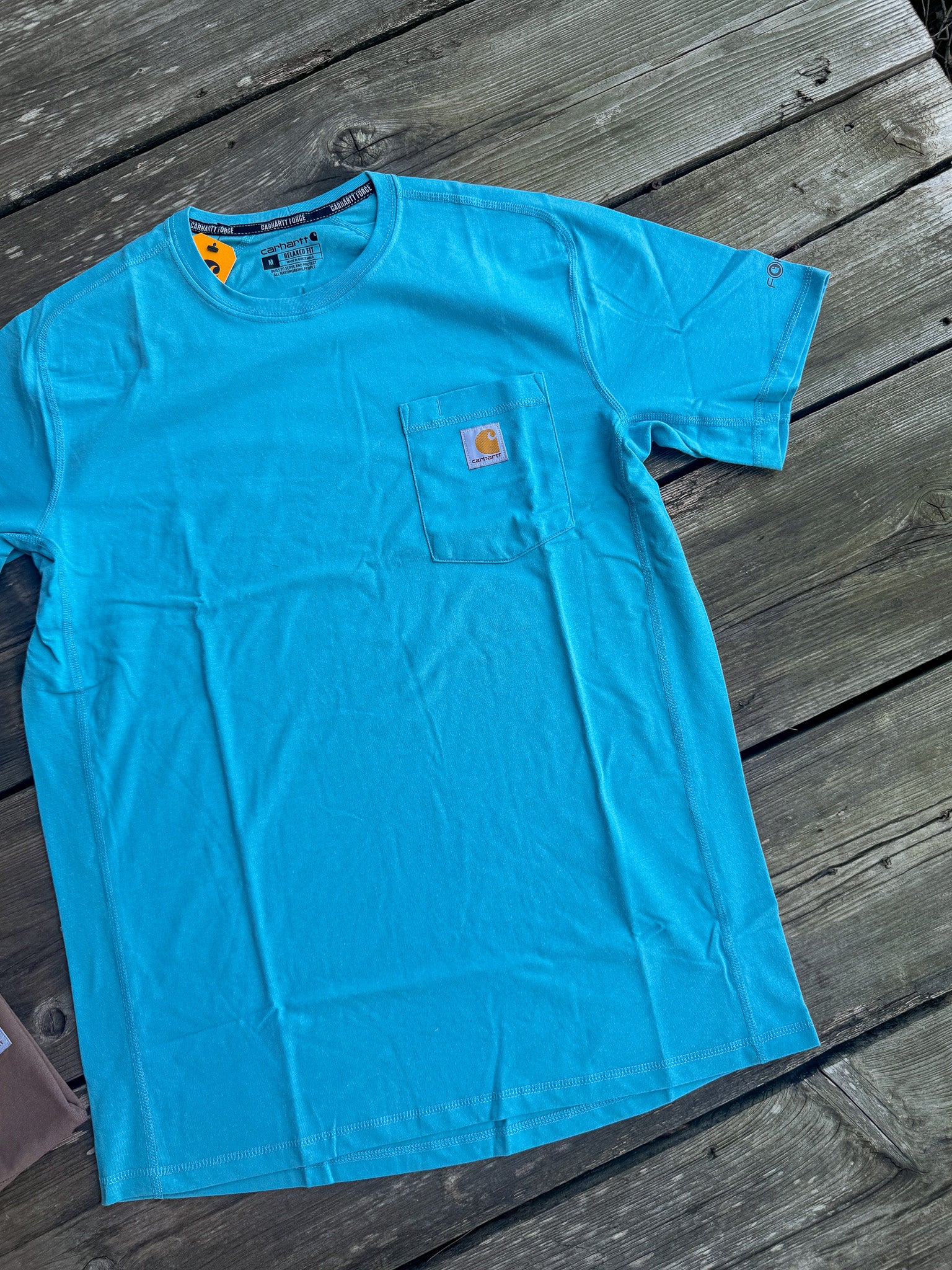 Carhartt Force Relaxed Fit Short-Sleeve Pocket T-Shirt in Dusted Aqua