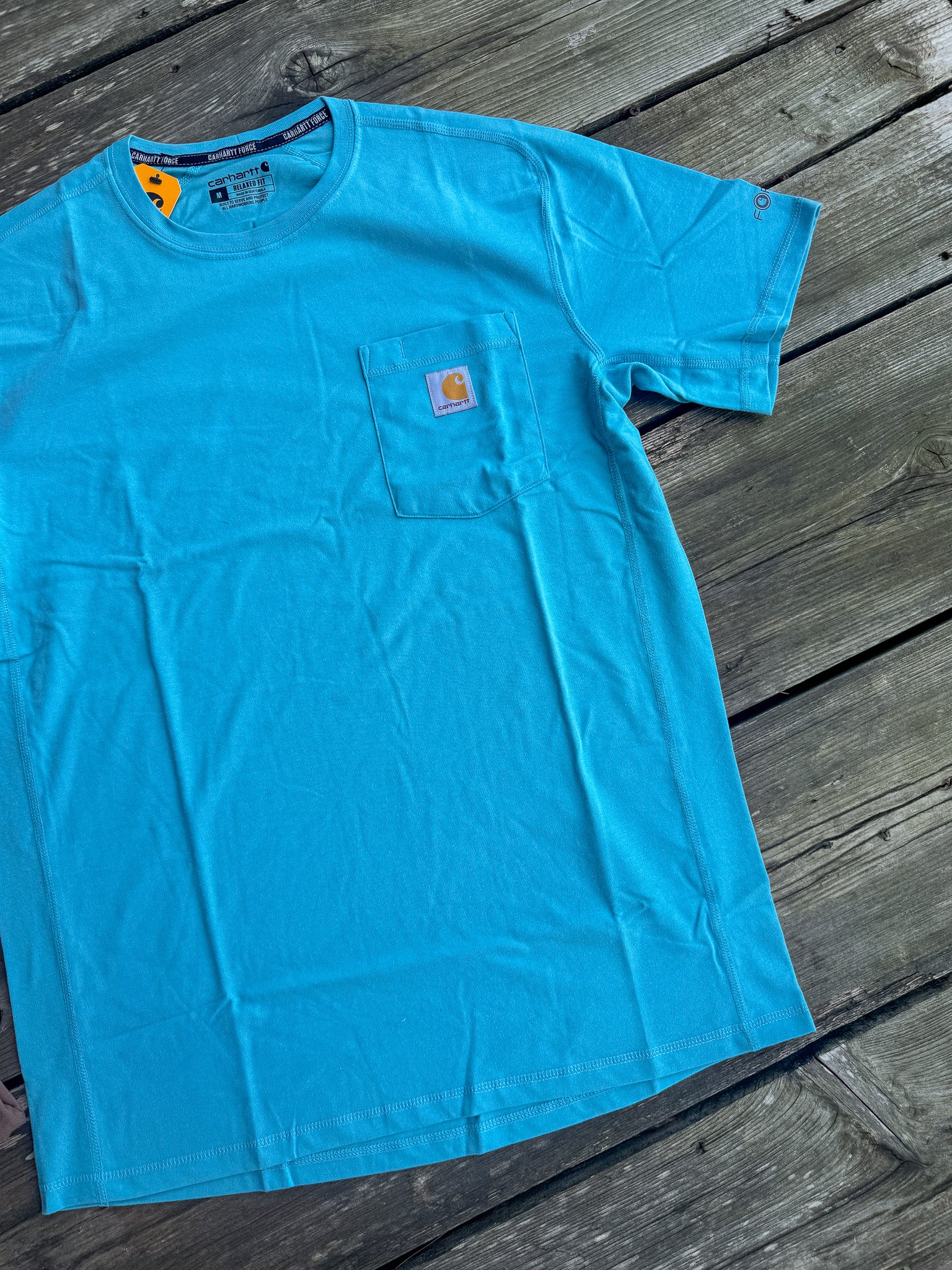 Carhartt Force Relaxed Fit Short-Sleeve Pocket T-Shirt in Dusted Aqua
