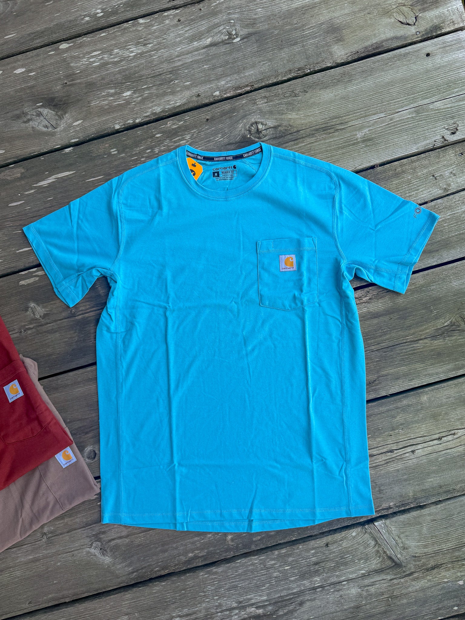 Carhartt Force Relaxed Fit Short-Sleeve Pocket T-Shirt in Dusted Aqua