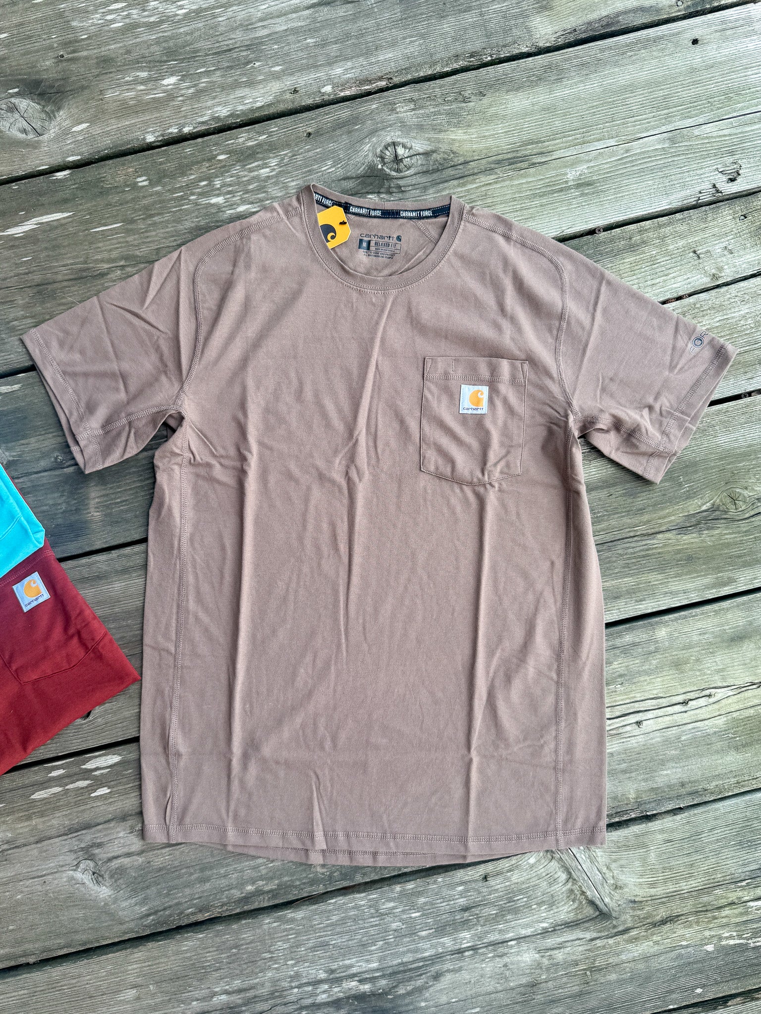 Carhartt Force Relaxed Fit Short-Sleeve Pocket T-Shirt in Sepia