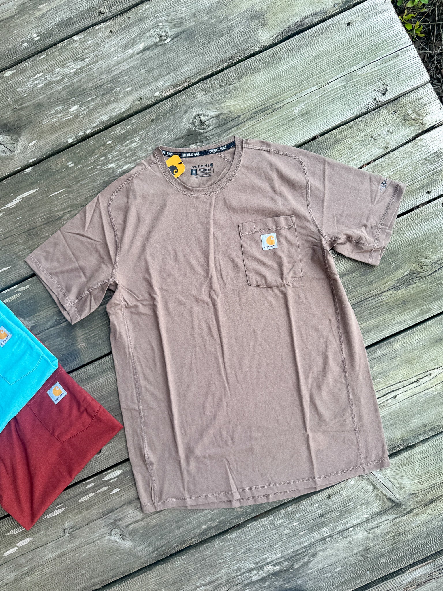 Carhartt Force Relaxed Fit Short-Sleeve Pocket T-Shirt in Sepia