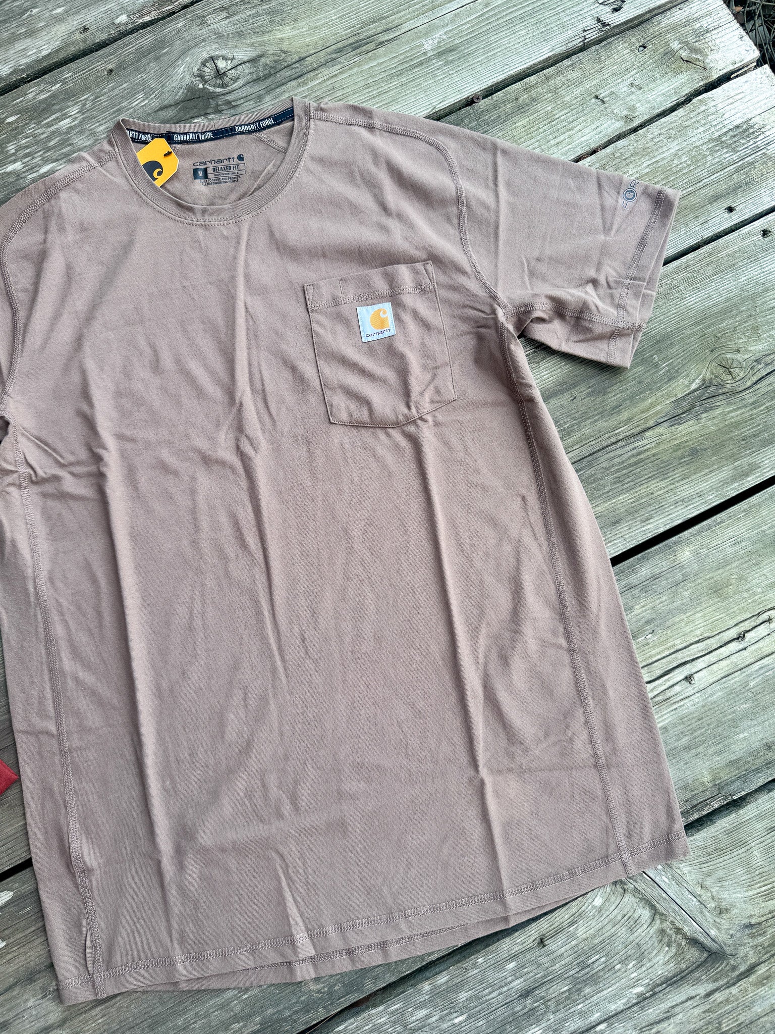 Carhartt Force Relaxed Fit Short-Sleeve Pocket T-Shirt in Sepia