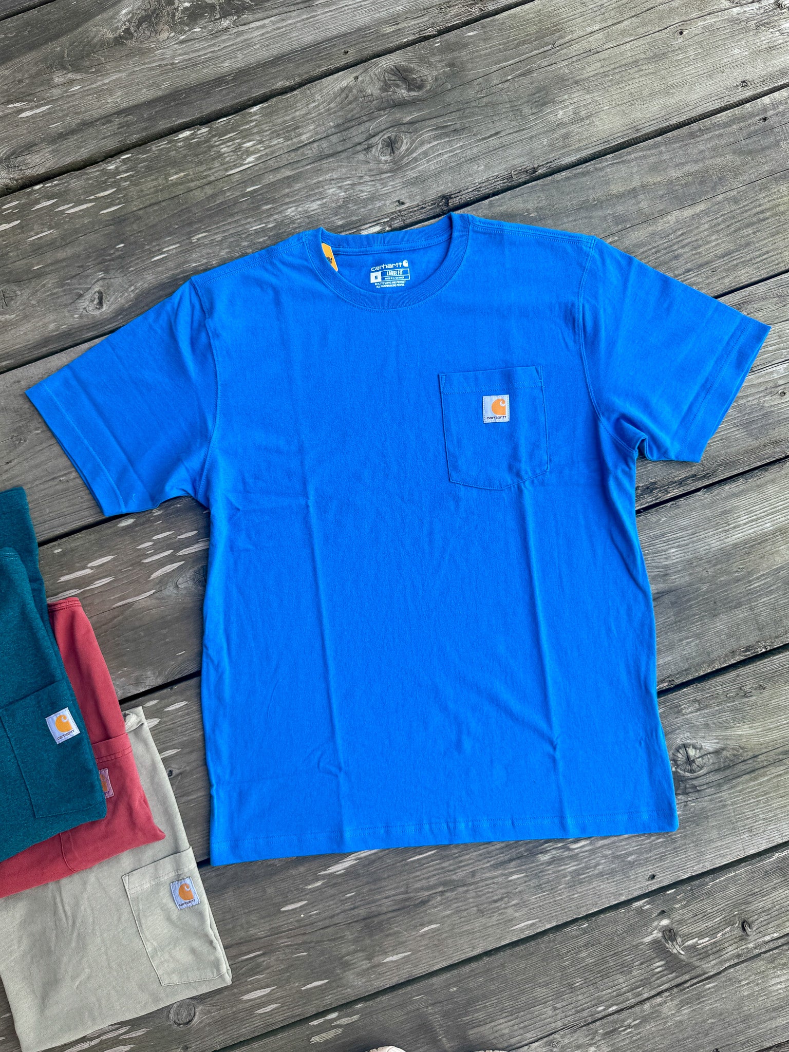 Carhartt Loose Fit Heavyweight Short-Sleeve Pocket T-Shirt in Horizon Blue