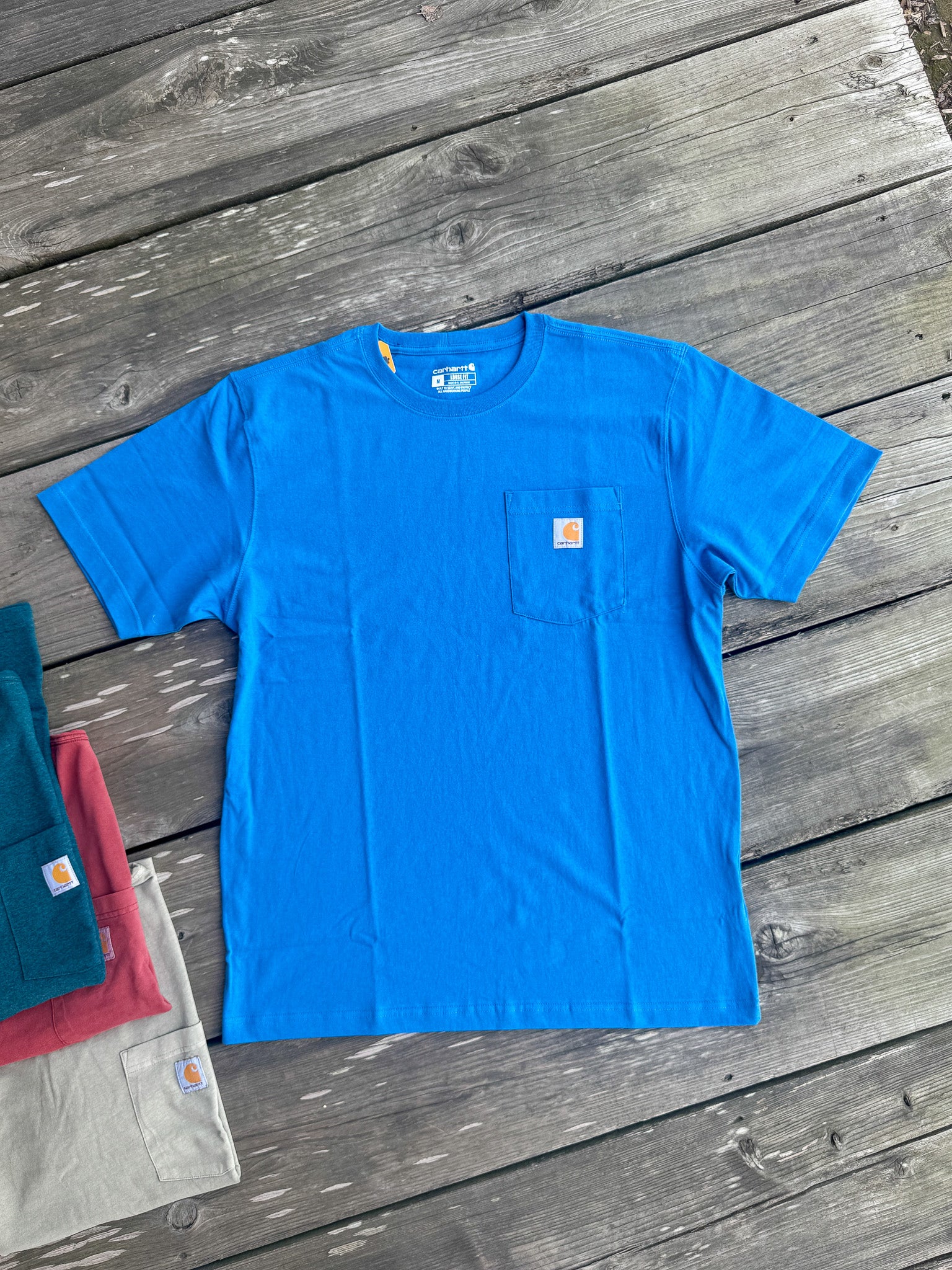 Carhartt Loose Fit Heavyweight Short-Sleeve Pocket T-Shirt in Horizon Blue