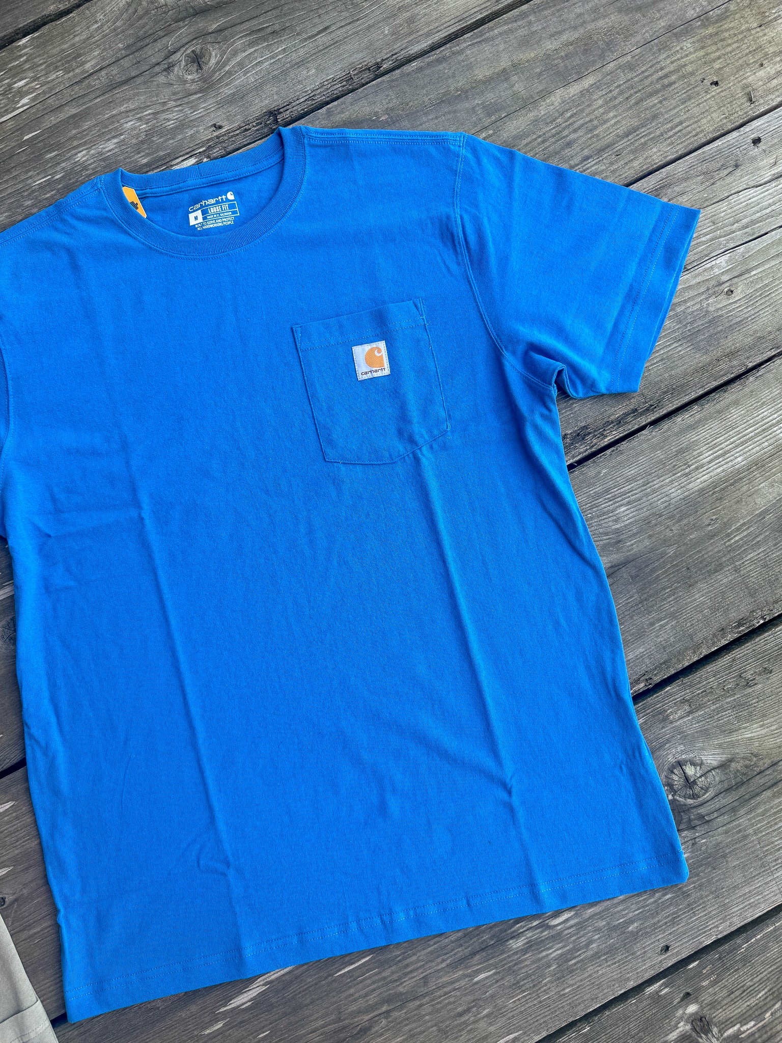 Carhartt Loose Fit Heavyweight Short-Sleeve Pocket T-Shirt in Horizon Blue