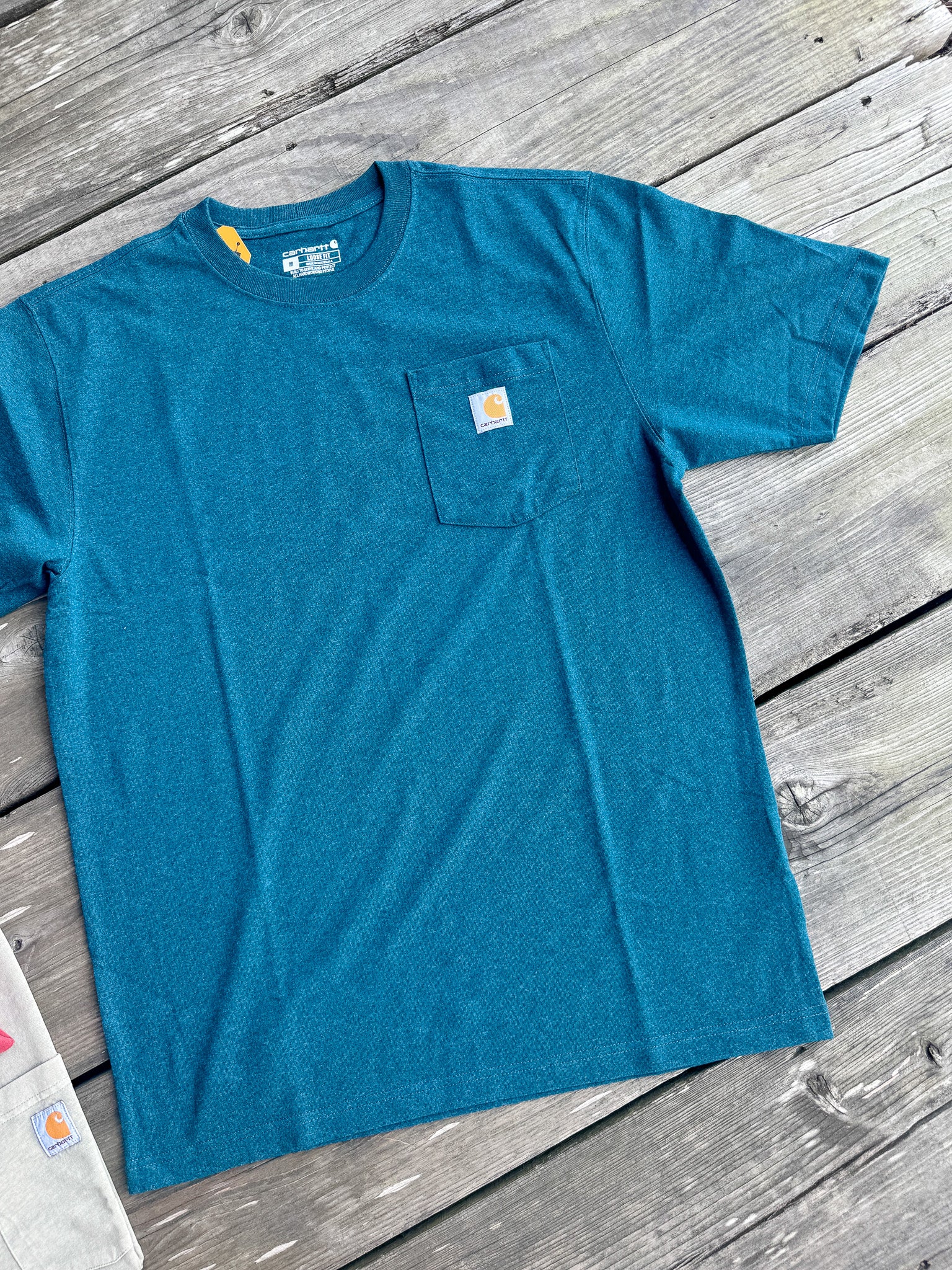 Carhartt Loose Fit Heavyweight Pocket T-Shirt in Greenstone Heather