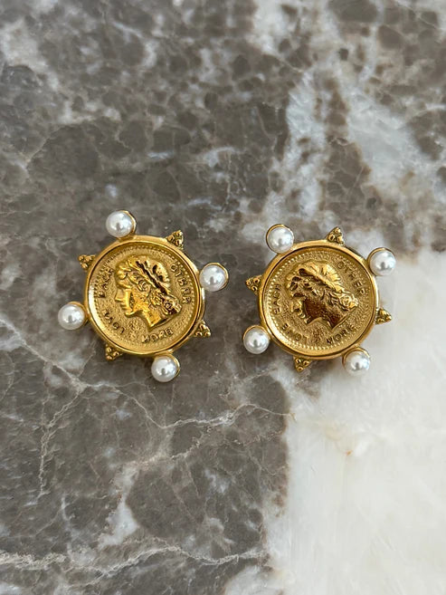 Pearl Coin Earrings