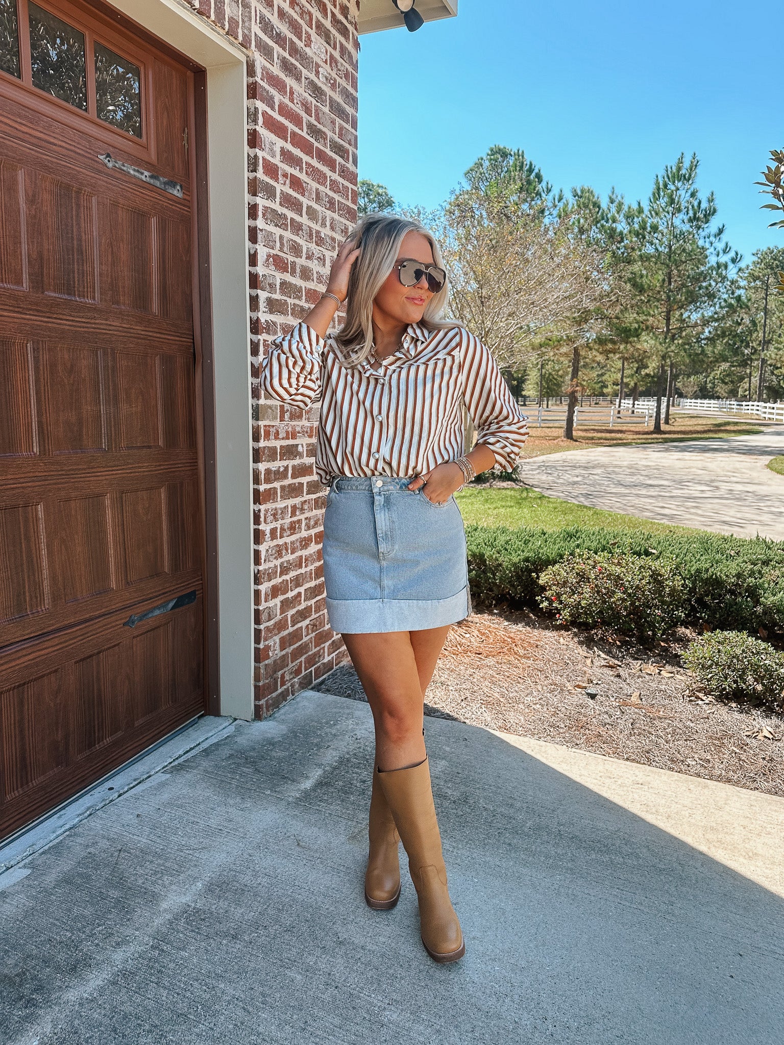 Denim Dreams Washed Denim Cuff Skirt