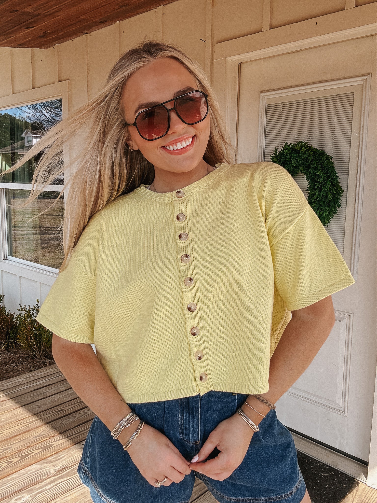 Lemon Drop Knit Top