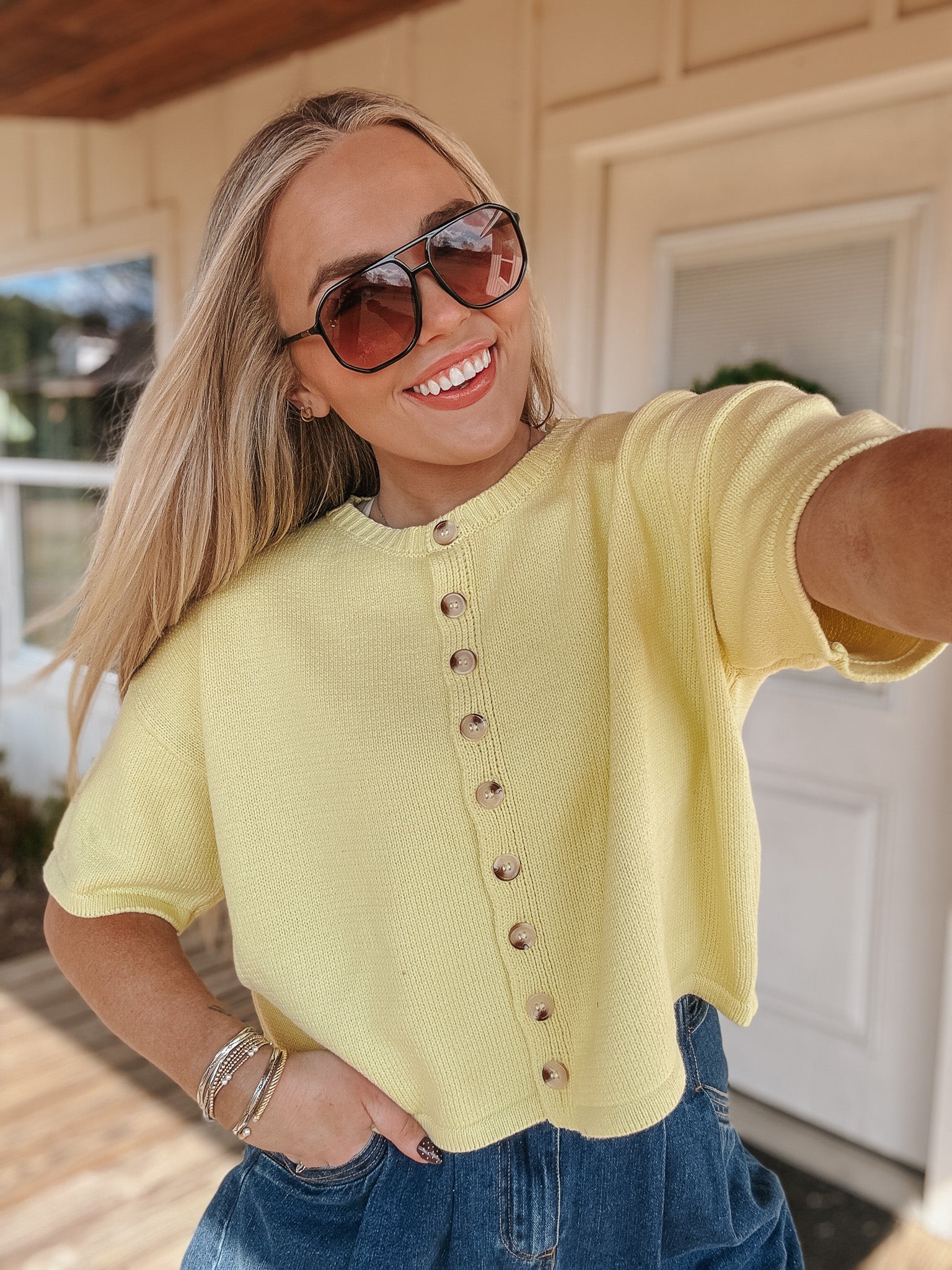 Lemon Drop Knit Top