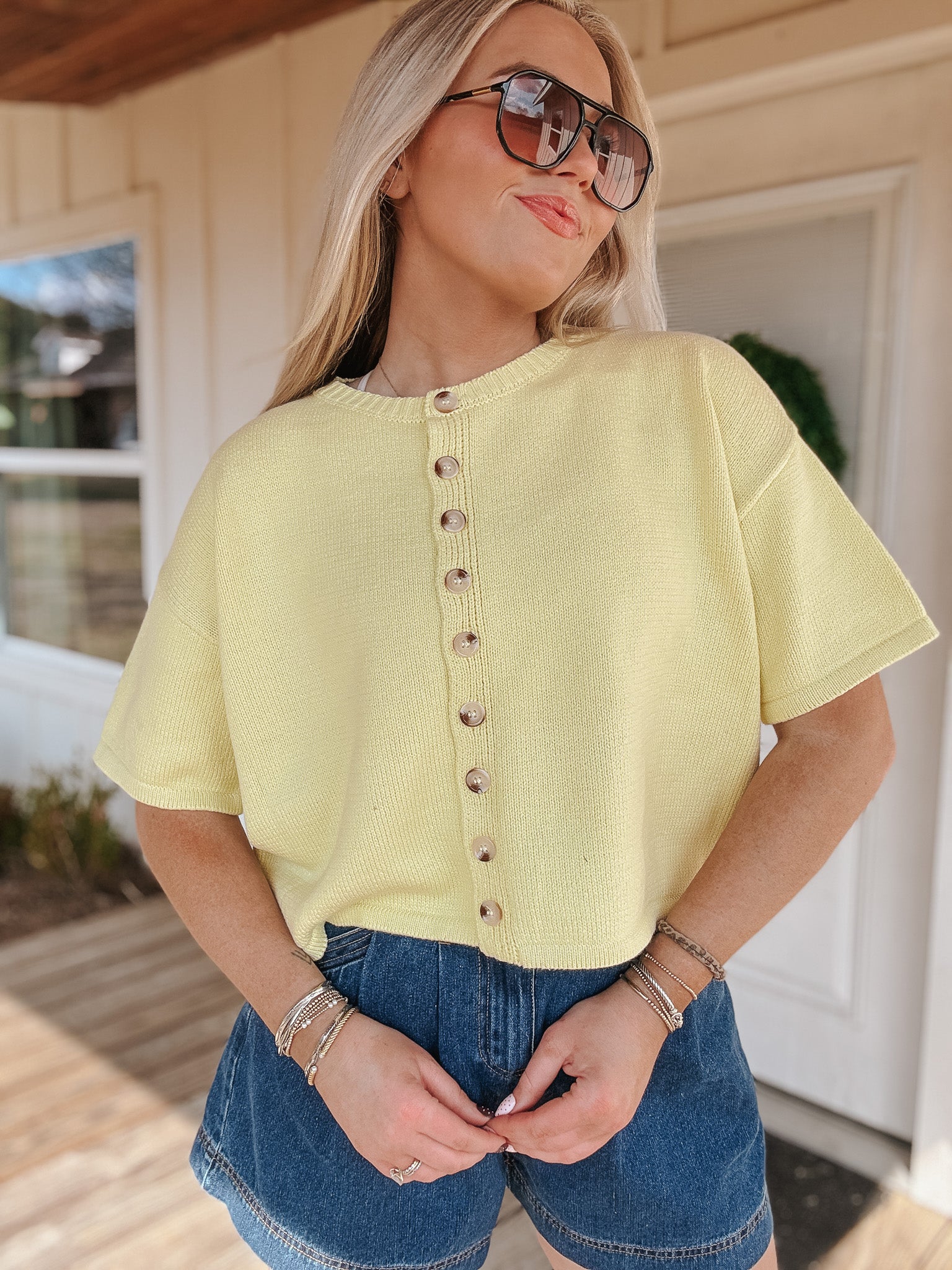 Lemon Drop Knit Top