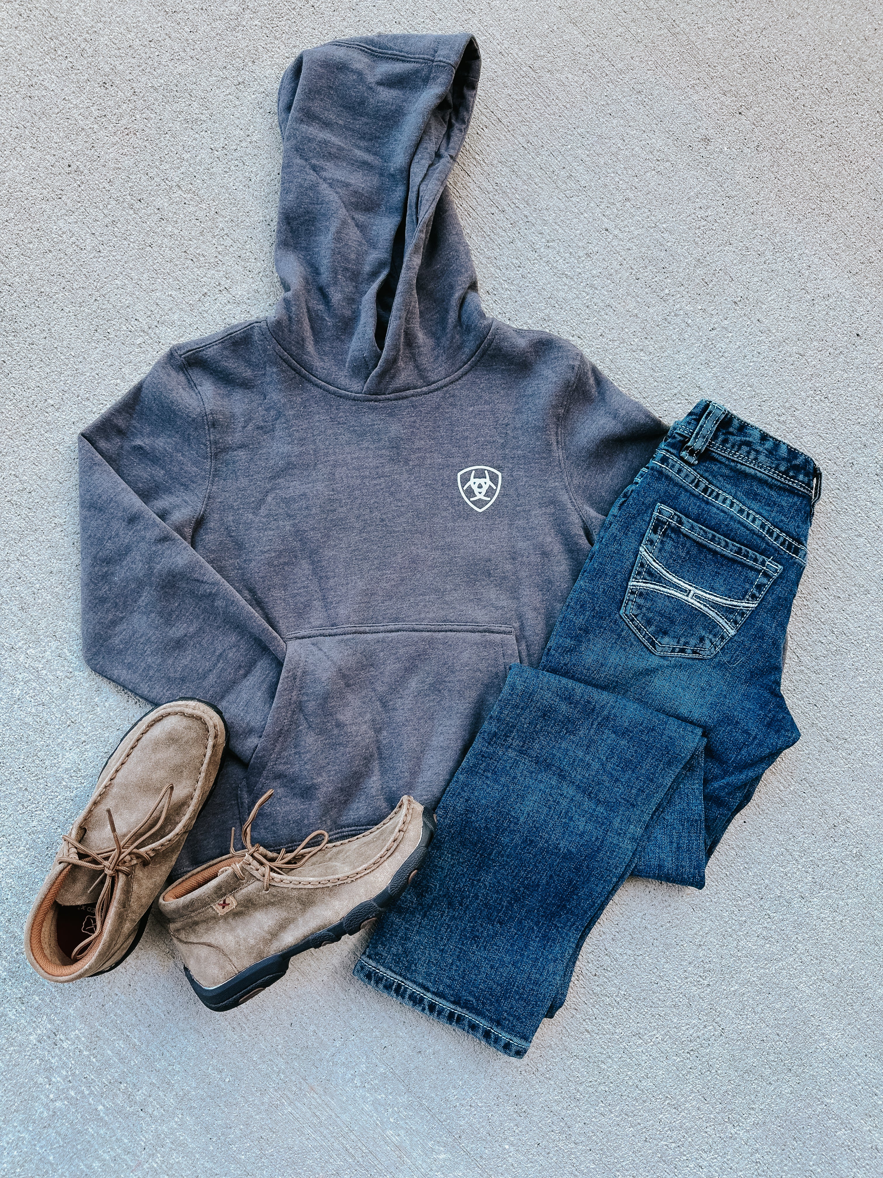 Vaqueros con corte de bota estilo revólver bordados con puntada de cuerda Rock N Roll para niño