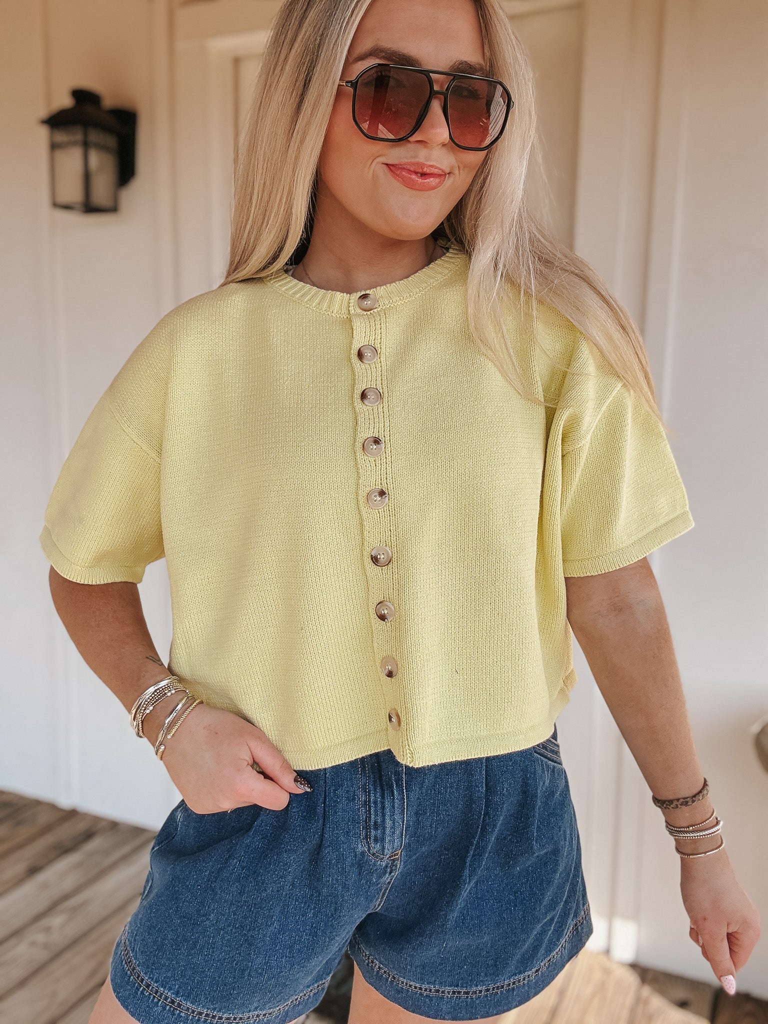 Lemon Drop Knit Top