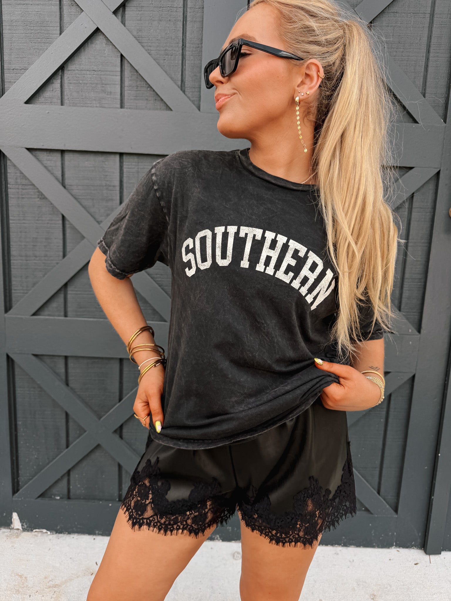 Southern Mineral Wash Tee in Black