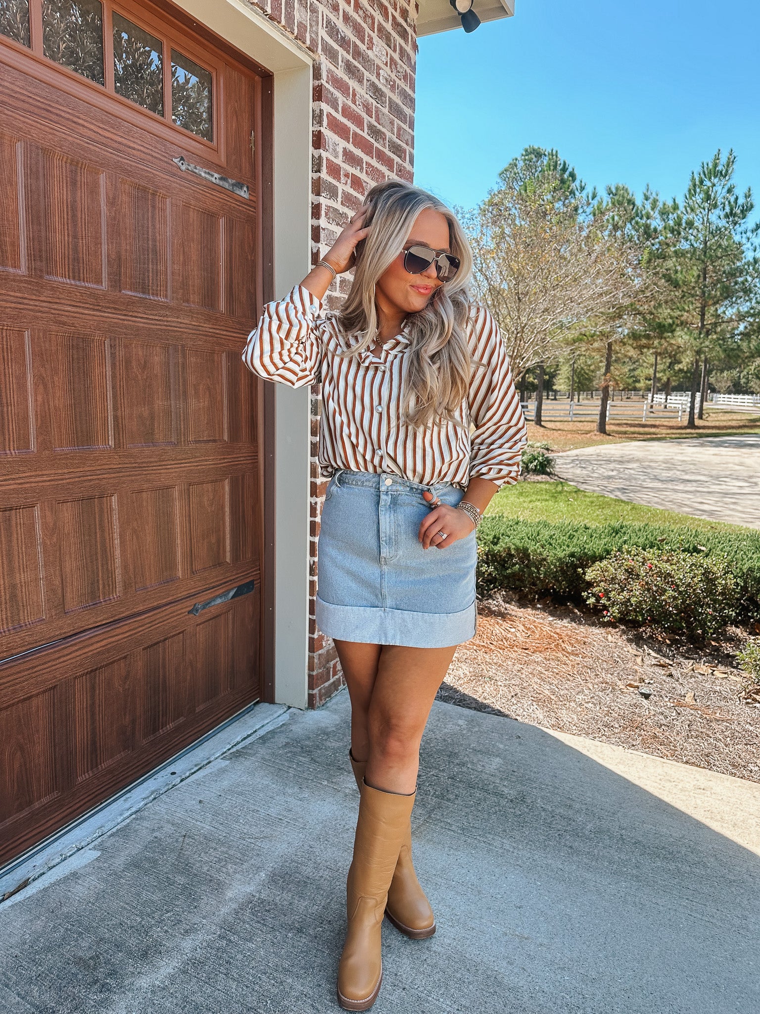 Denim Dreams Washed Denim Cuff Skirt