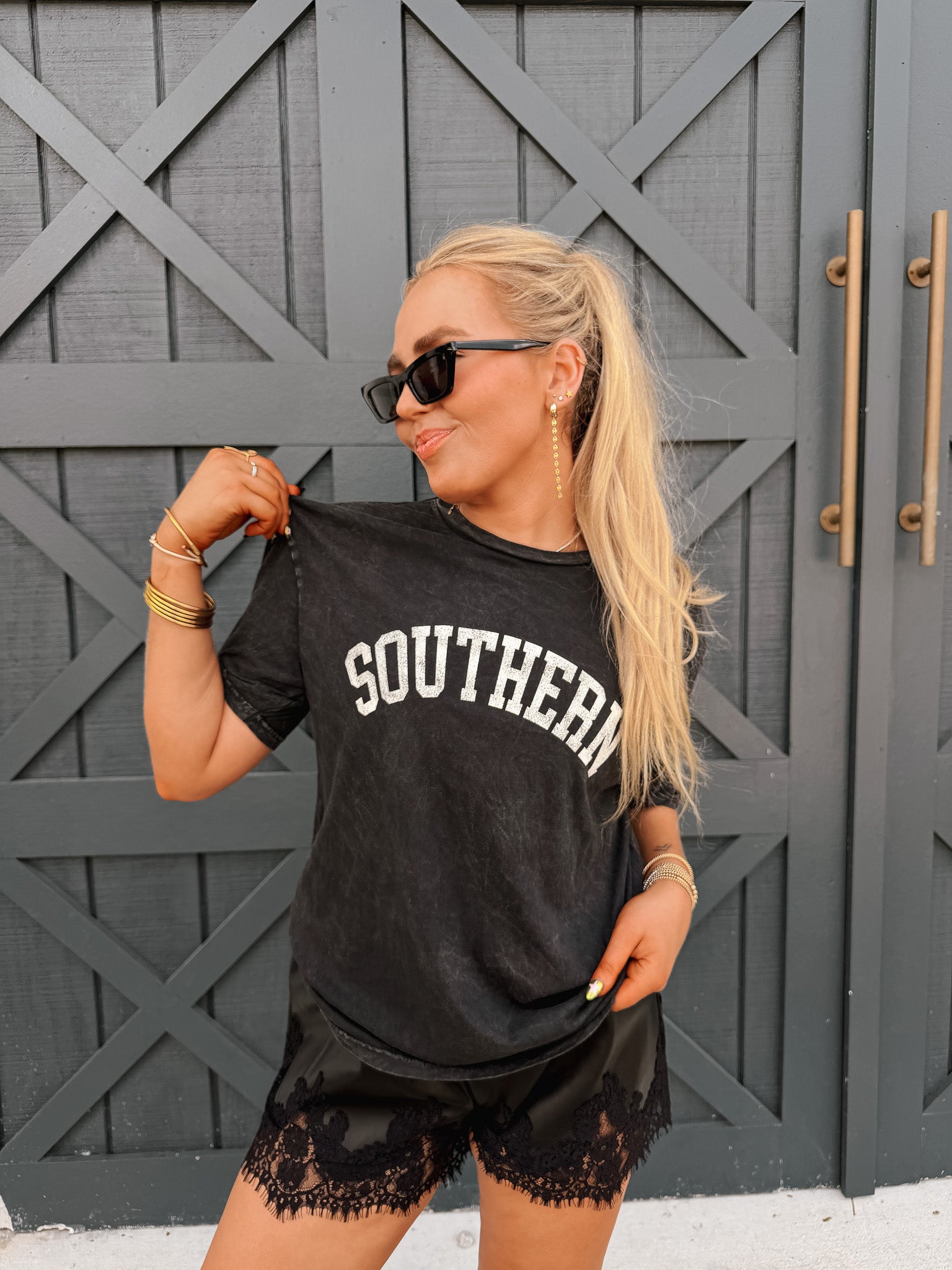 Southern Mineral Wash Tee in Black