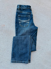 Vaqueros con corte de bota estilo revólver bordados con puntada de cuerda Rock N Roll para niño