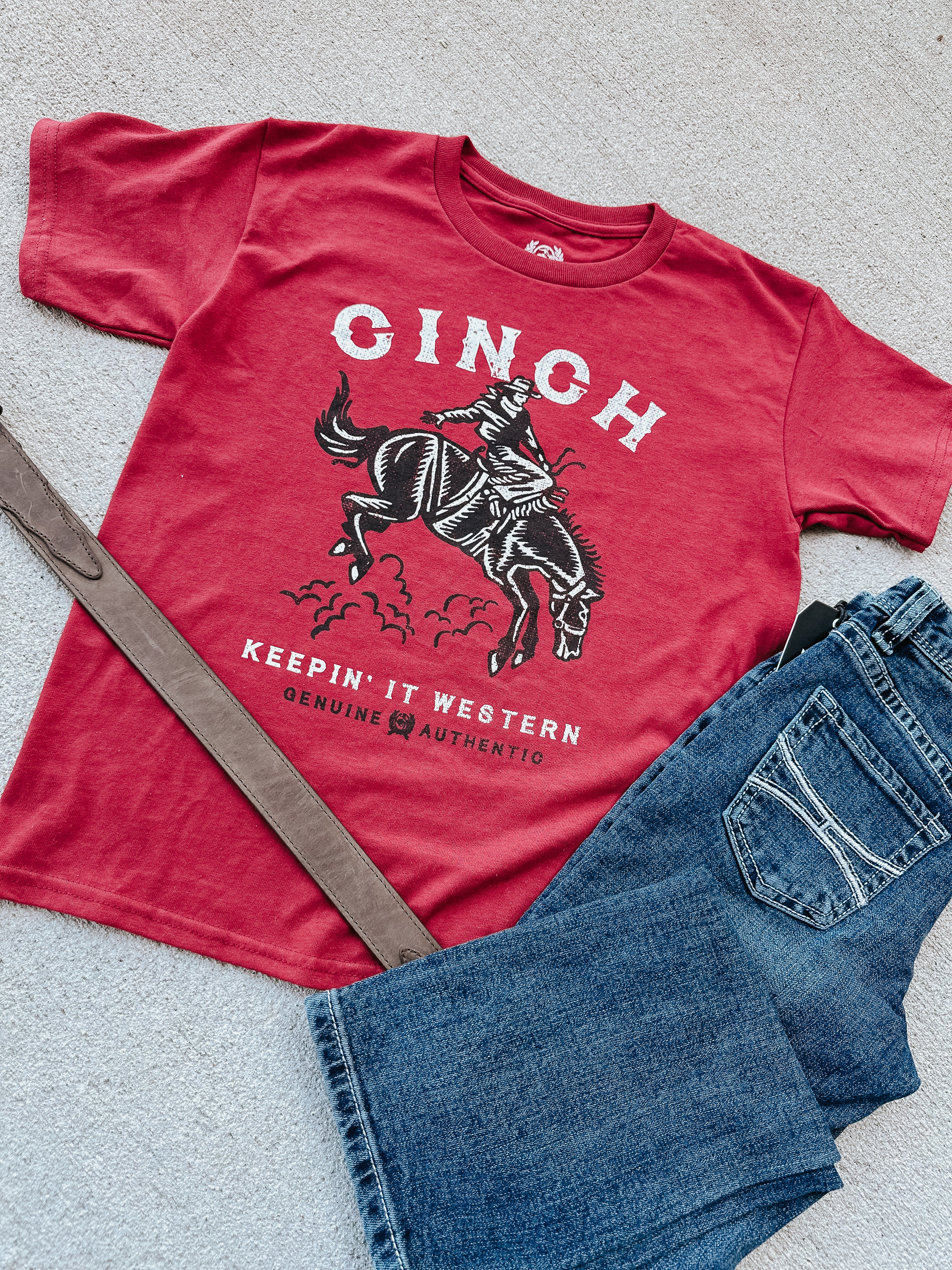 Vaqueros con corte de bota estilo revólver bordados con puntada de cuerda Rock N Roll para niño