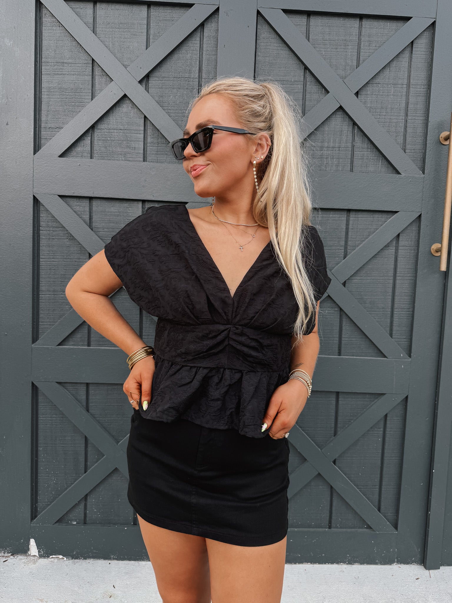 Little Black Peplum Top