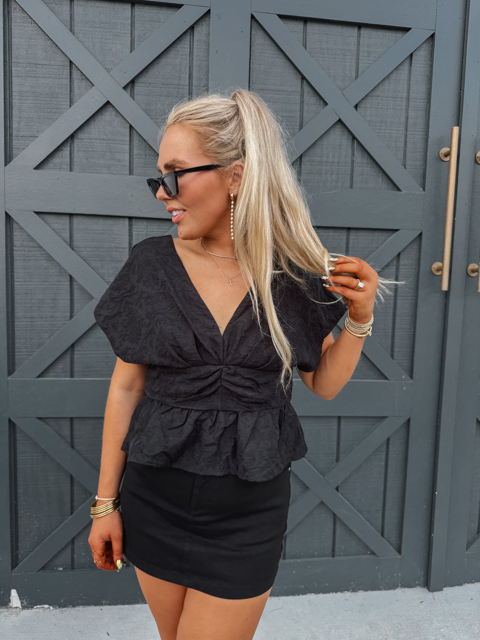 Little Black Peplum Top