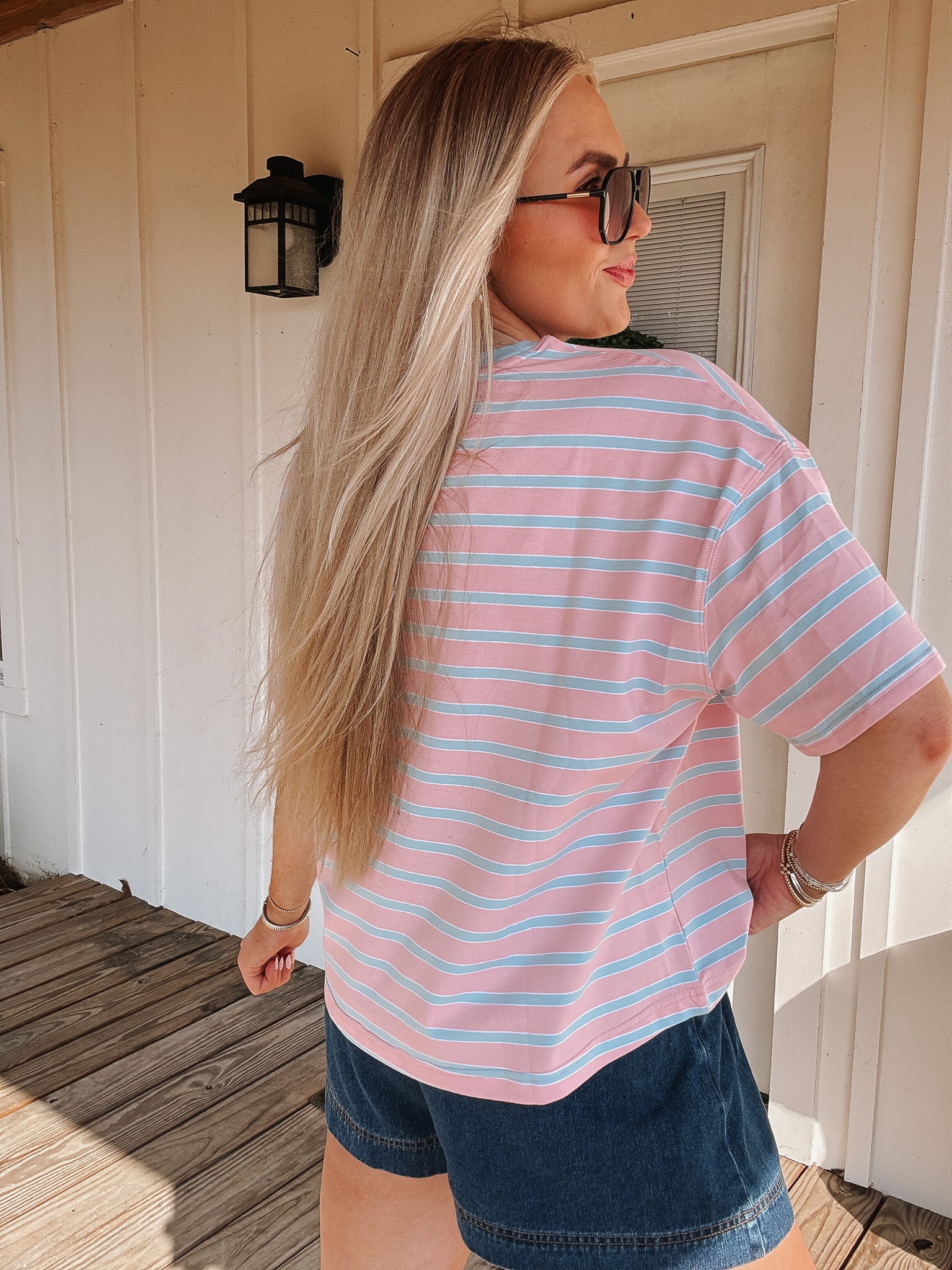 Blush & Sky Stripe Top