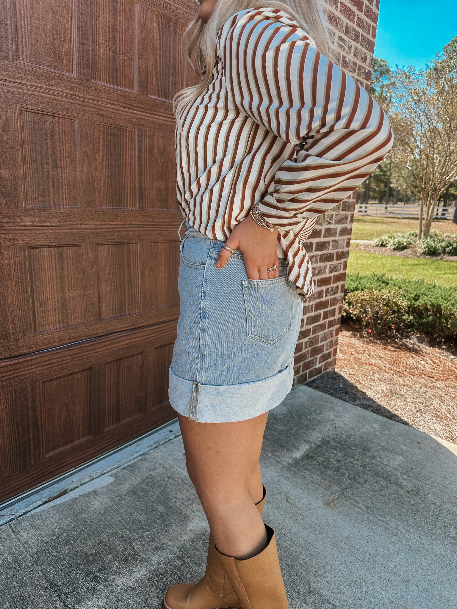 Denim Dreams Washed Denim Cuff Skirt