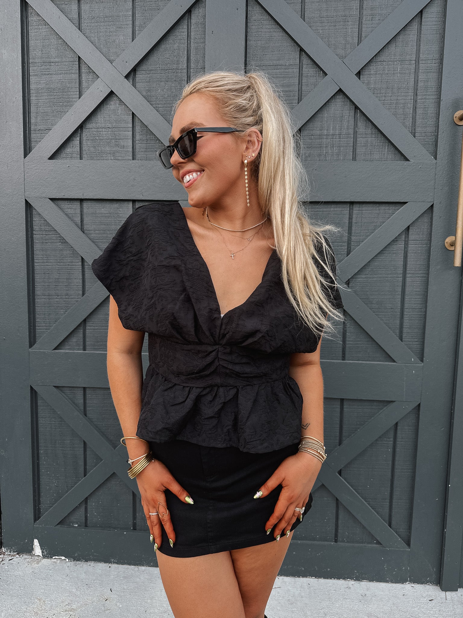 Little Black Peplum Top