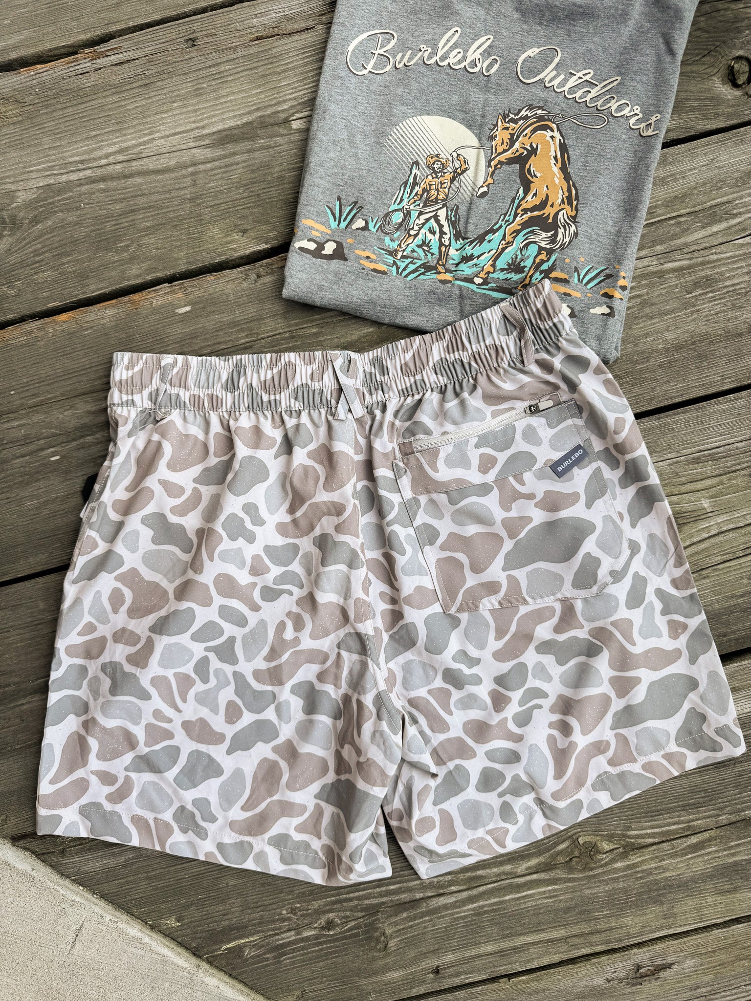 Men's Burlebo 7" Everyday Short - Classic Deer Camo - Grey Pocket