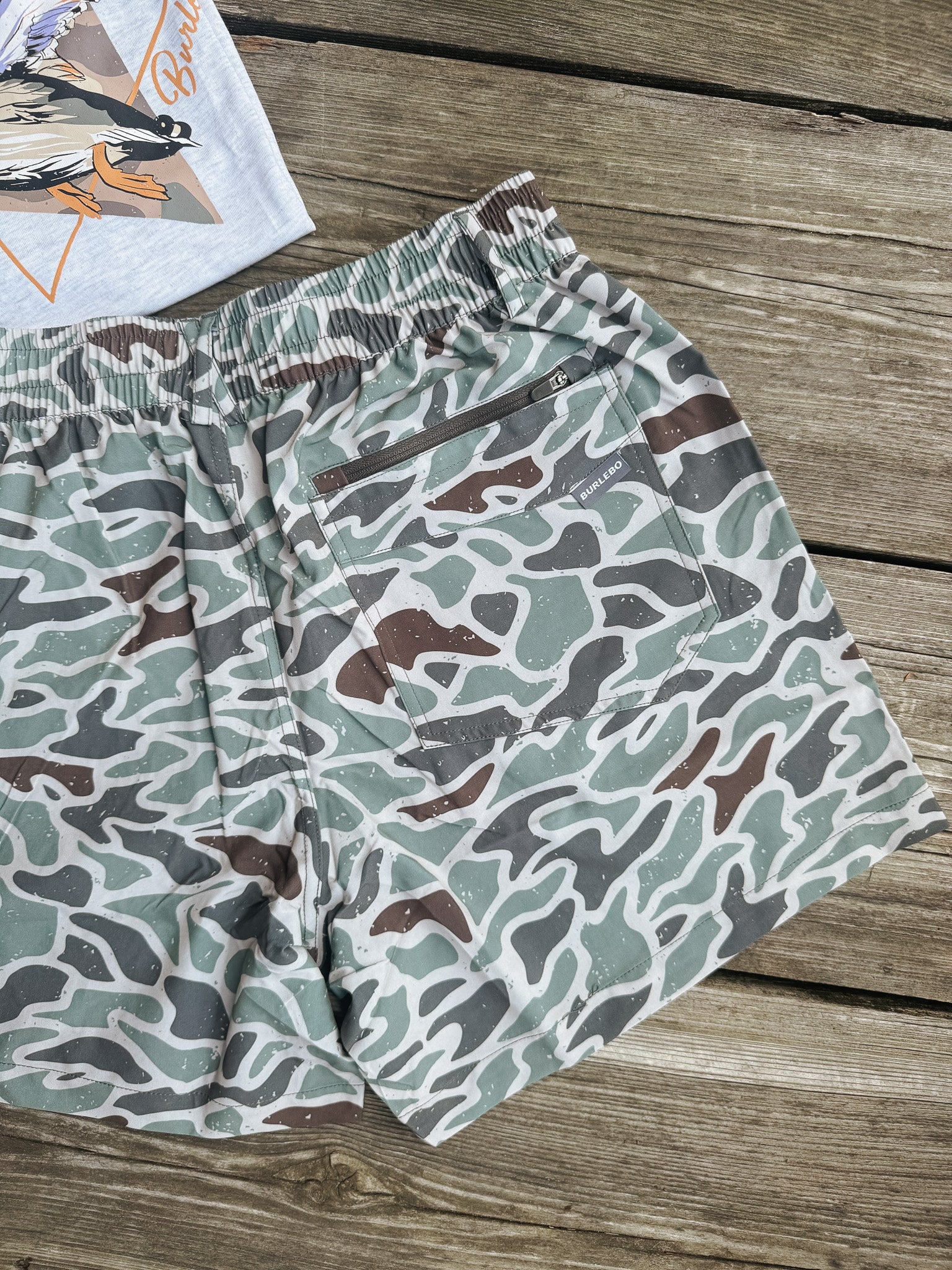 Men's Burlebo 5.5" Everyday Short - Retro Duck Camo - Grey Pocket