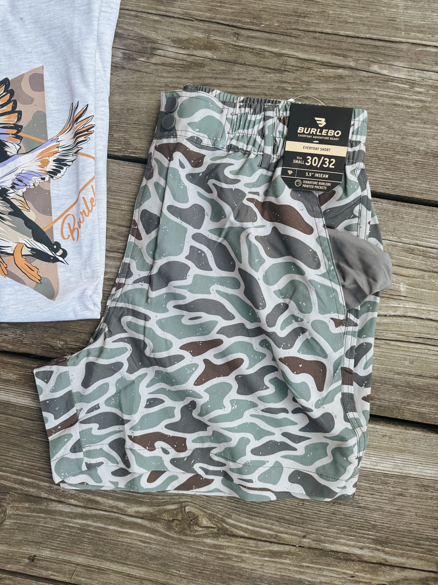 Men's Burlebo 5.5" Everyday Short - Retro Duck Camo - Grey Pocket