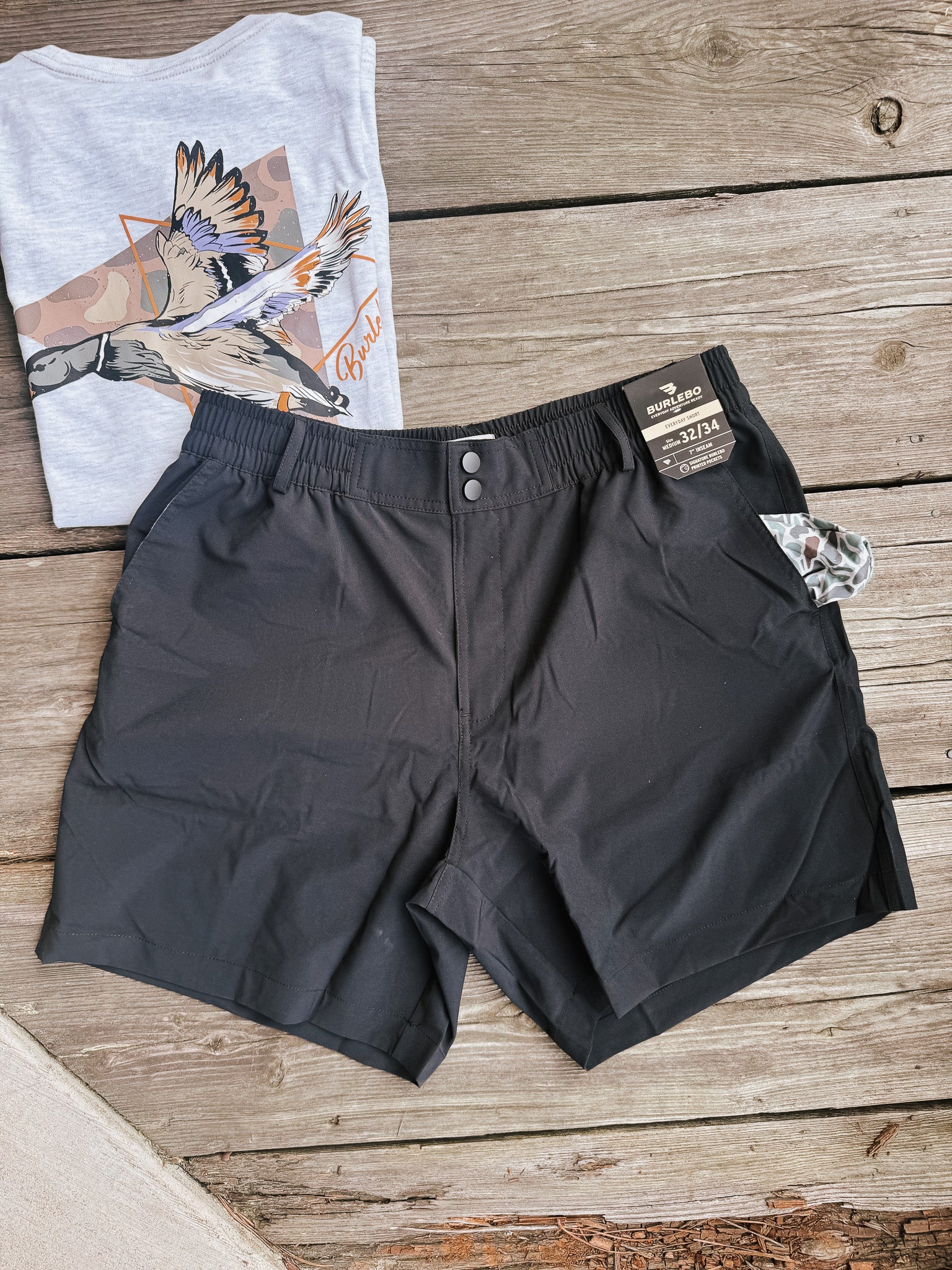 Men's Burlebo 5.5" Everyday Shorts - Matte Black - Camo Pockets