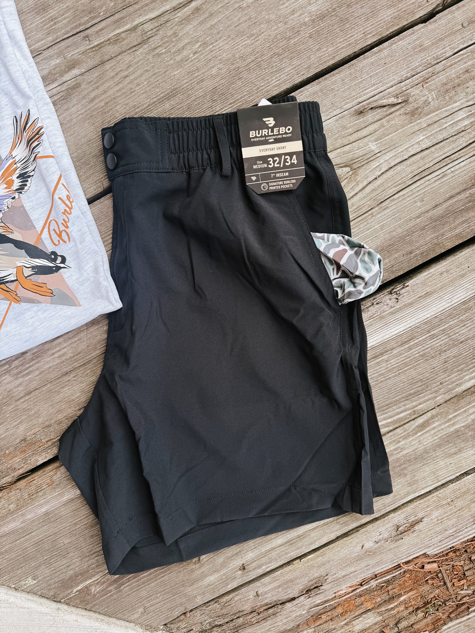 Men's Burlebo 5.5" Everyday Shorts - Matte Black - Camo Pockets