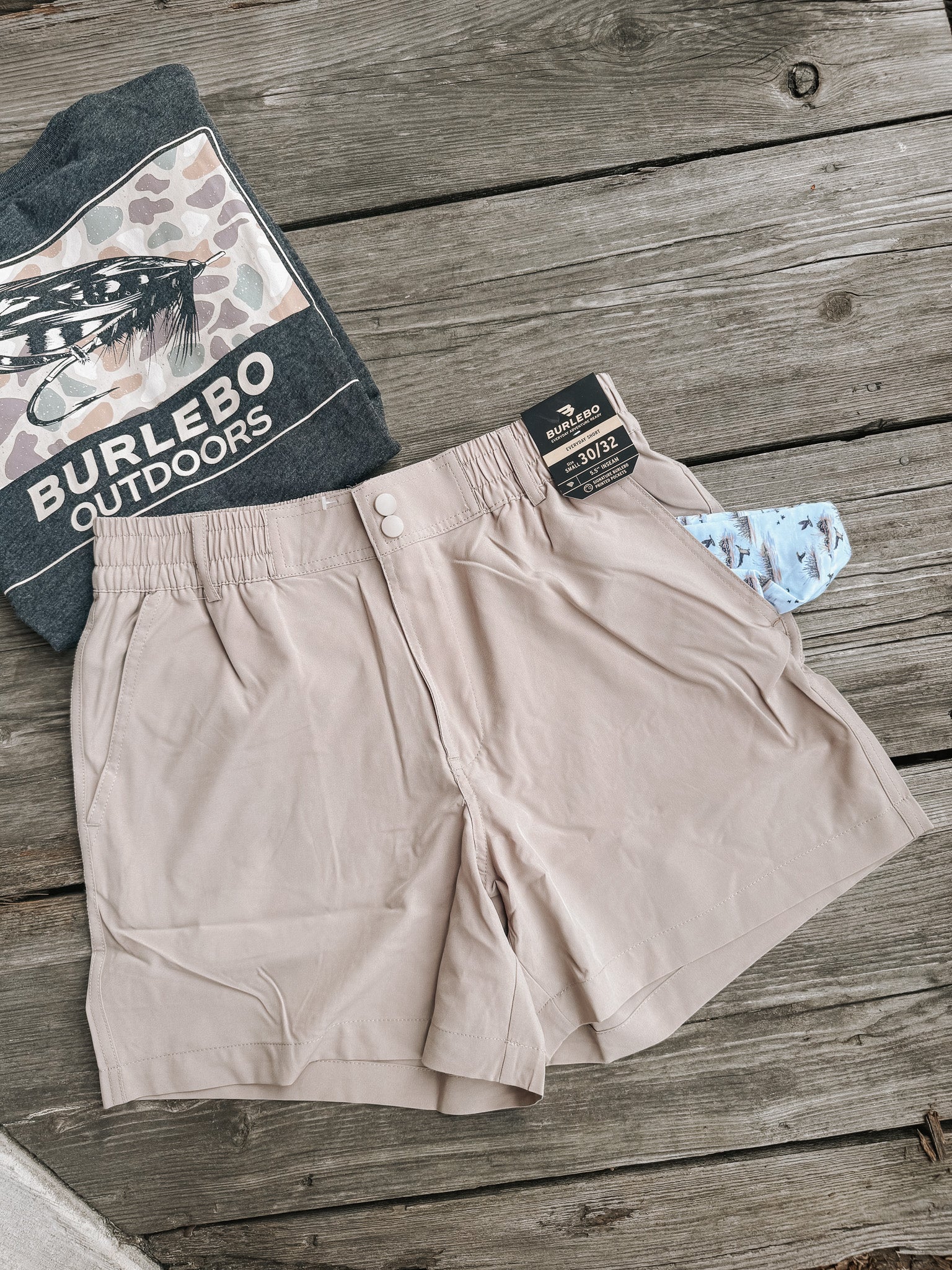 Men's Burlebo 5.5" Everyday Short - Cobblestone Khaki - Duck Hunt Pocket