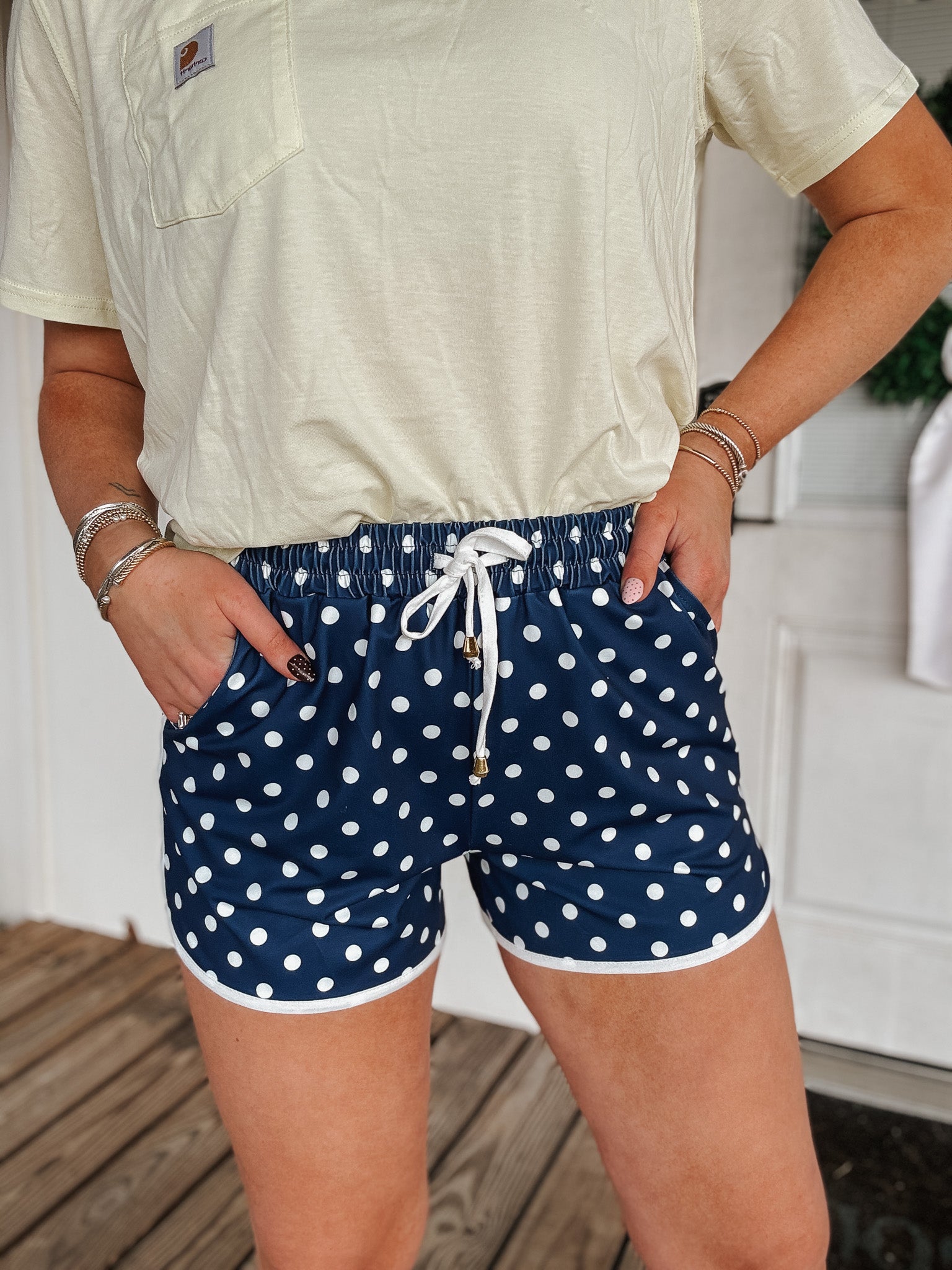 After Dark Polka Dot Everyday Shorts in Navy