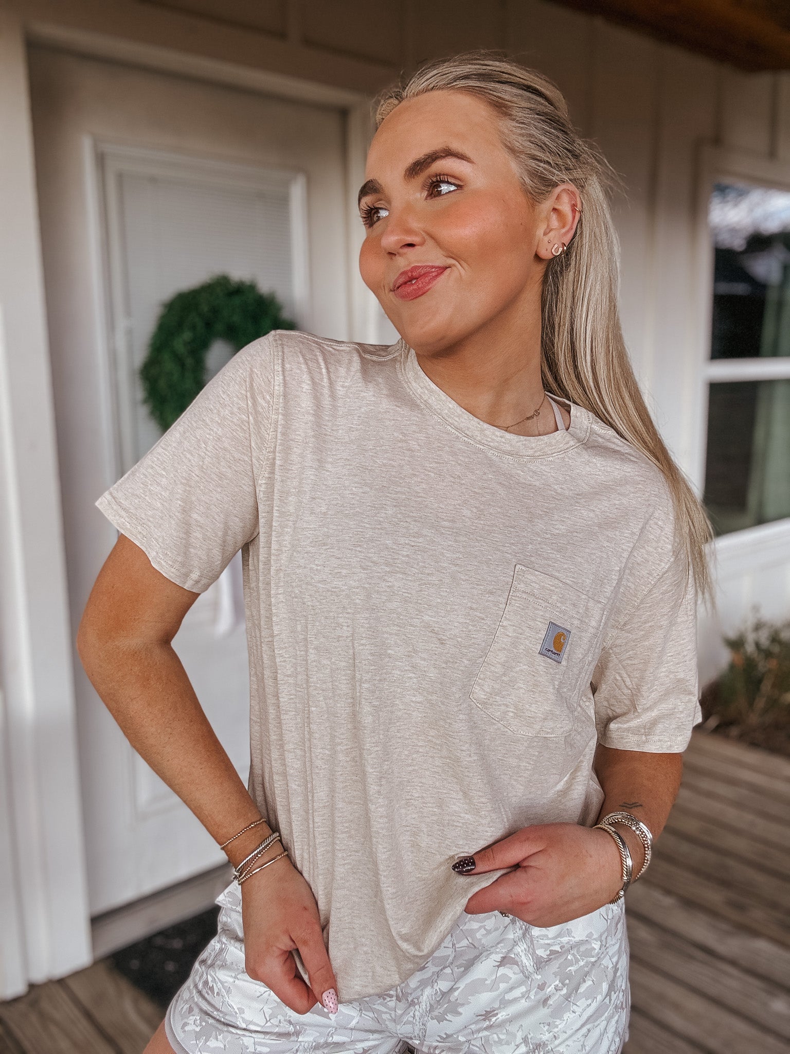 Carhartt Women's TENCEL Fiber Series Loose Fit Crewneck Tee - Oat Milk Heather