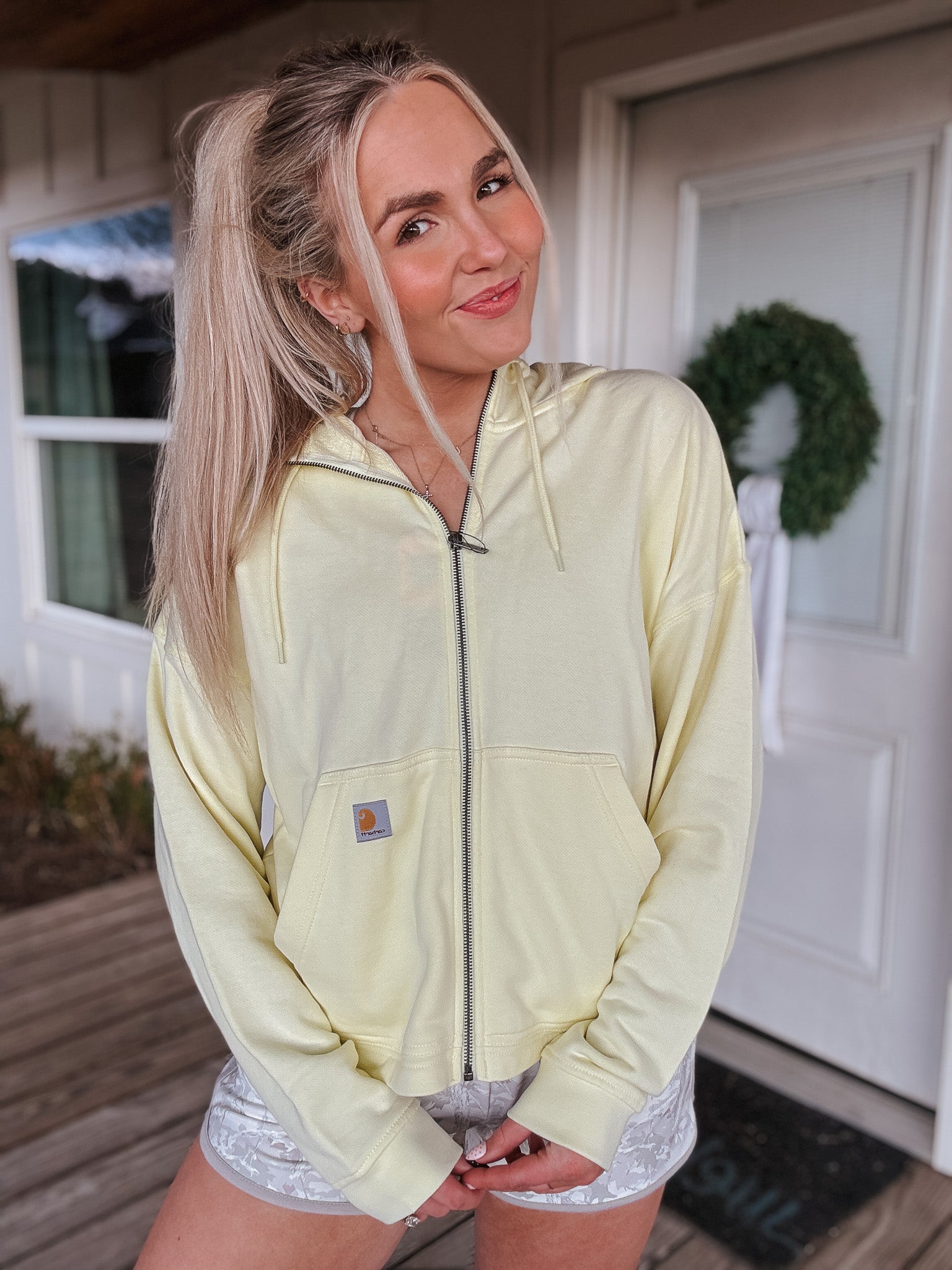 Carhartt Women's TENCEL™ Fiber Series Loose Fit Full-Zip Sweatshirt in Yellow