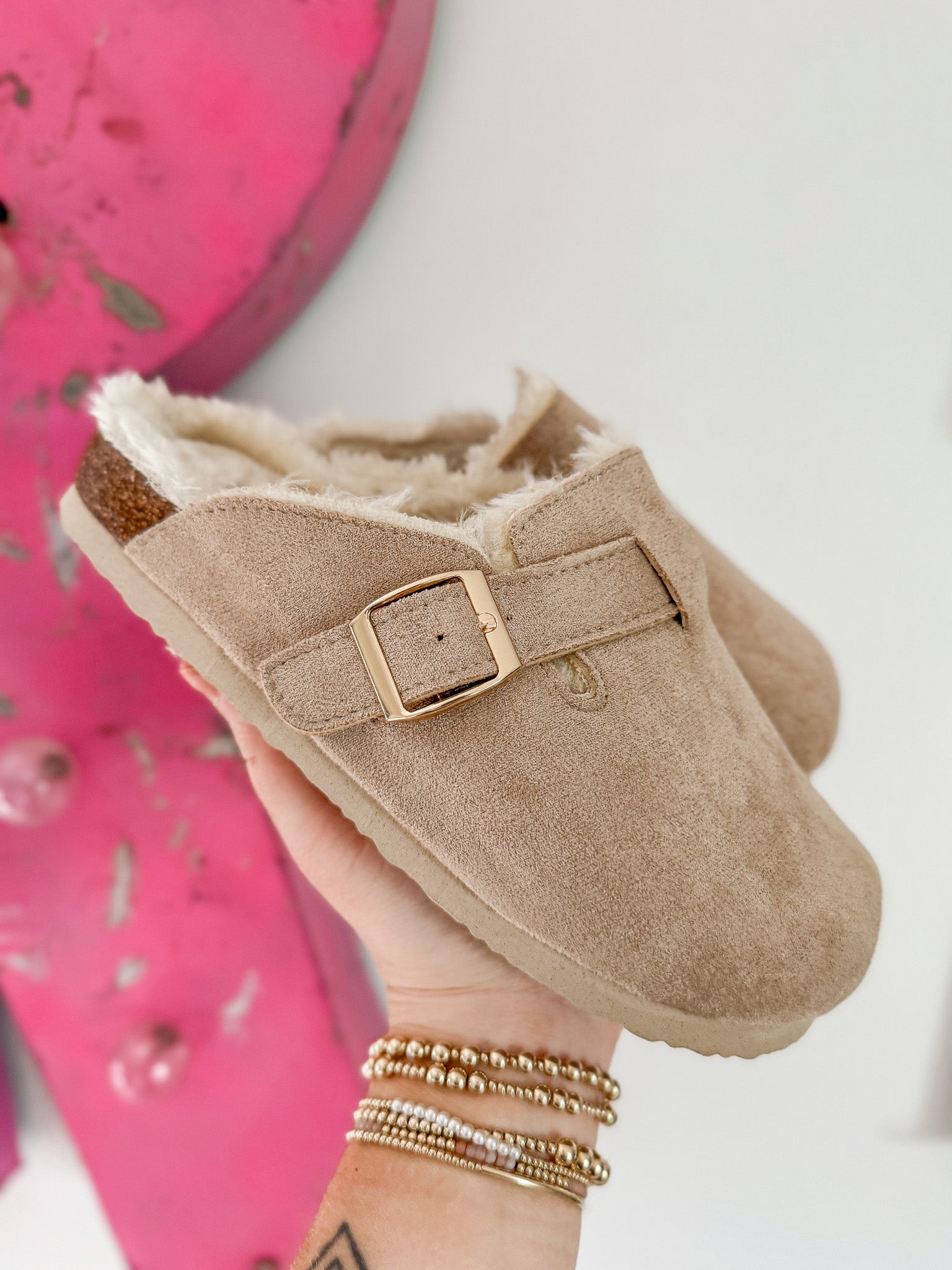 The Holly Fur Lined Clogs in Sand