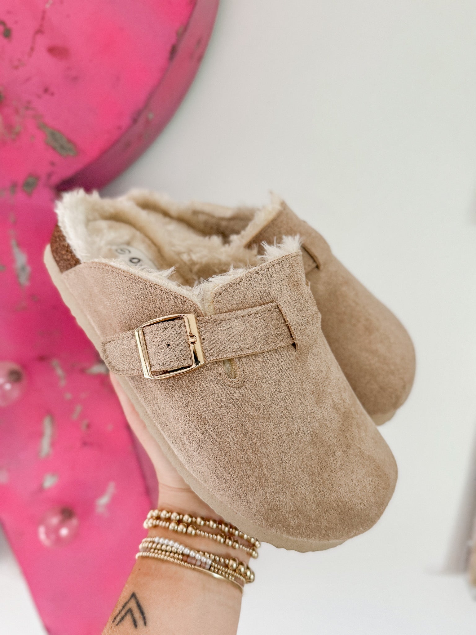 The Holly Fur Lined Clogs in Sand