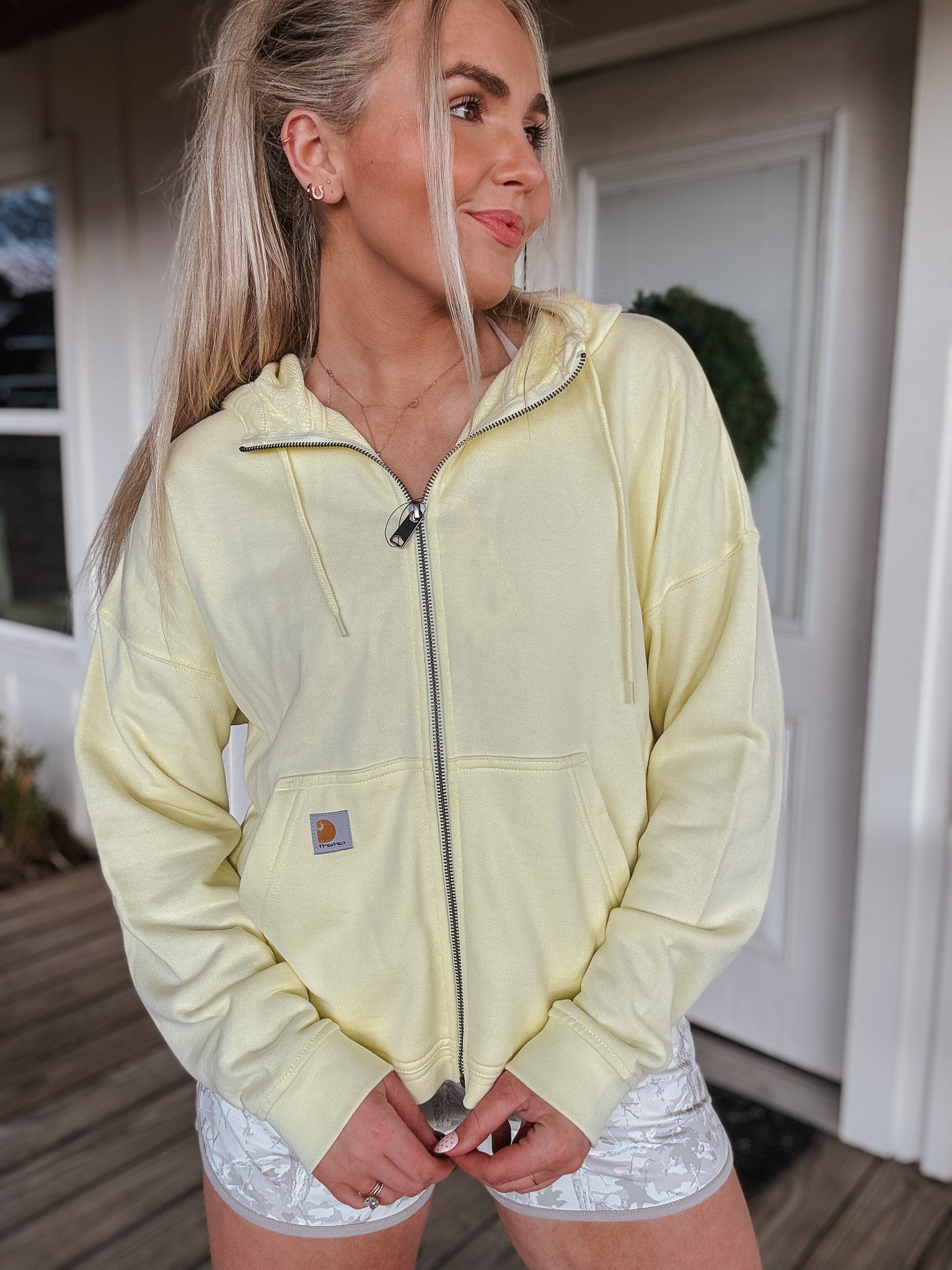 Carhartt Women's TENCEL™ Fiber Series Loose Fit Full-Zip Sweatshirt in Yellow