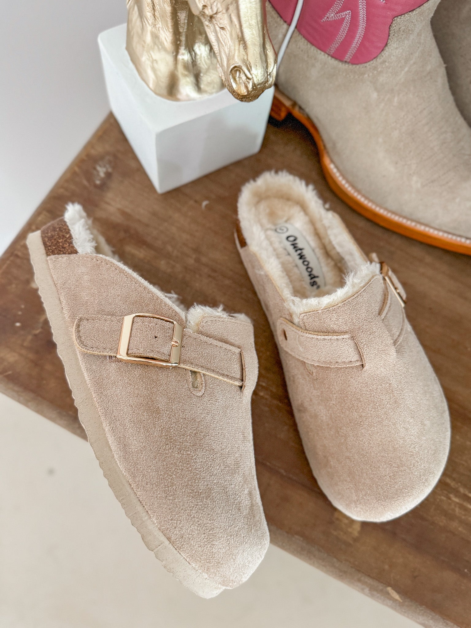 The Holly Fur Lined Clogs in Sand