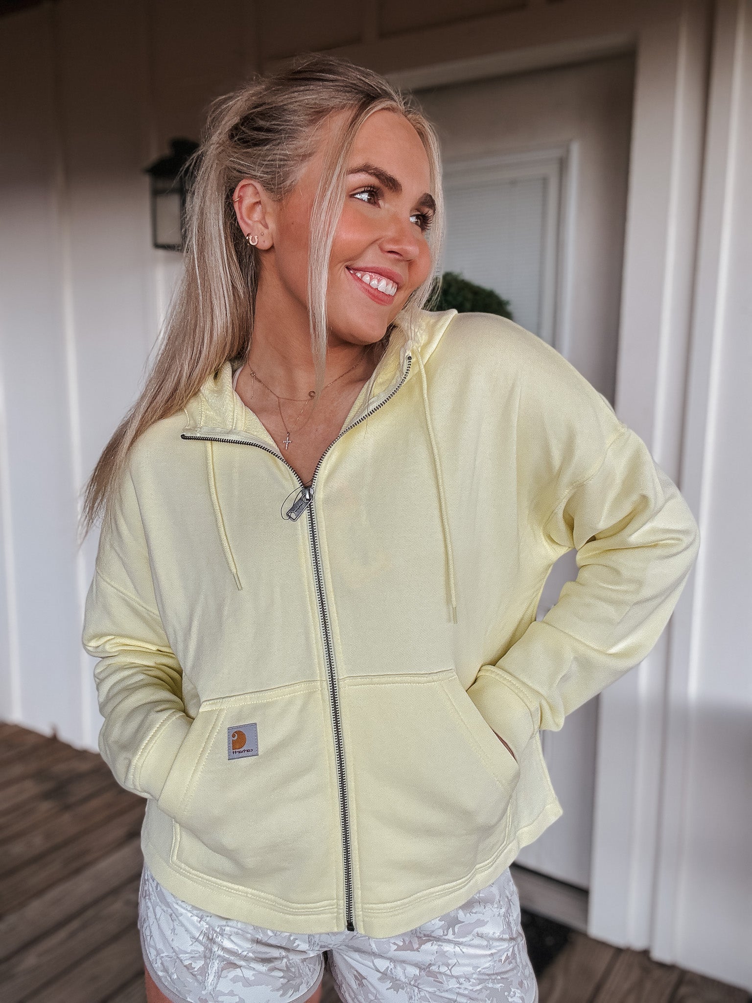 Carhartt Women's TENCEL™ Fiber Series Loose Fit Full-Zip Sweatshirt in Yellow