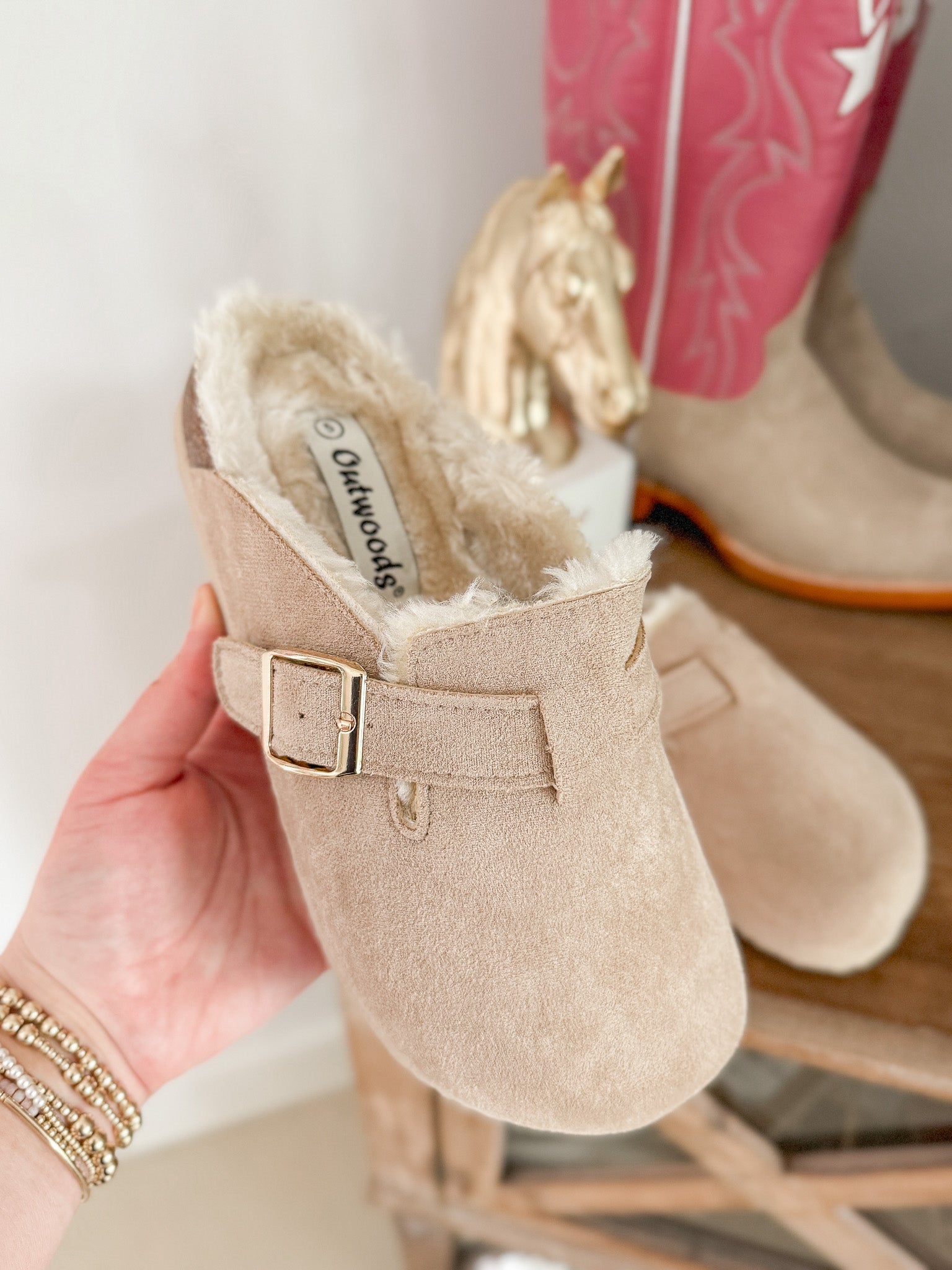 The Holly Fur Lined Clogs in Sand