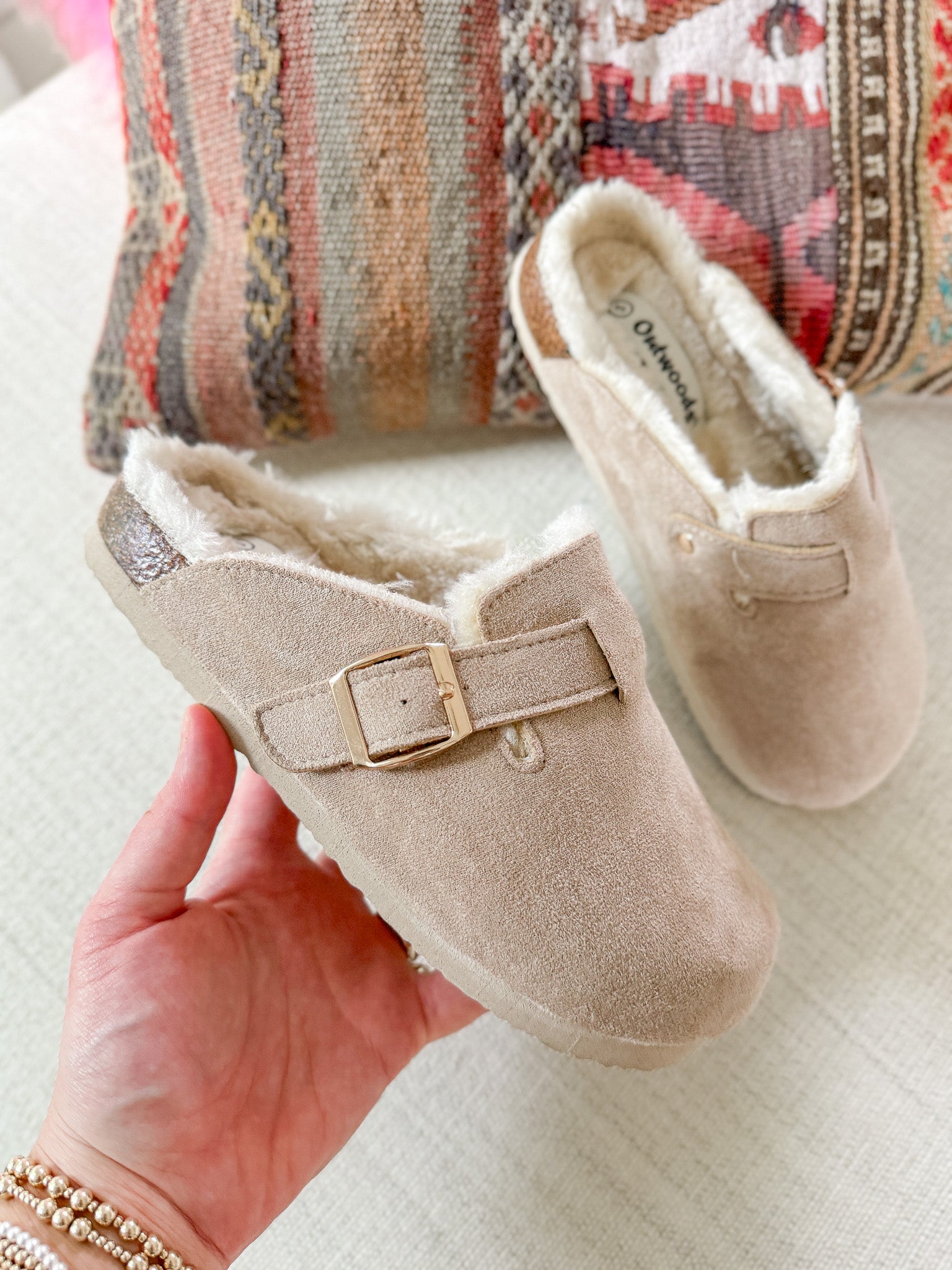 The Holly Fur Lined Clogs in Sand