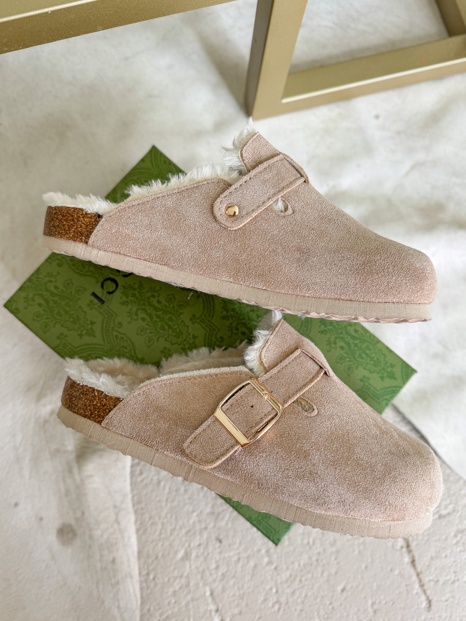 The Holly Fur Lined Clogs in Sand