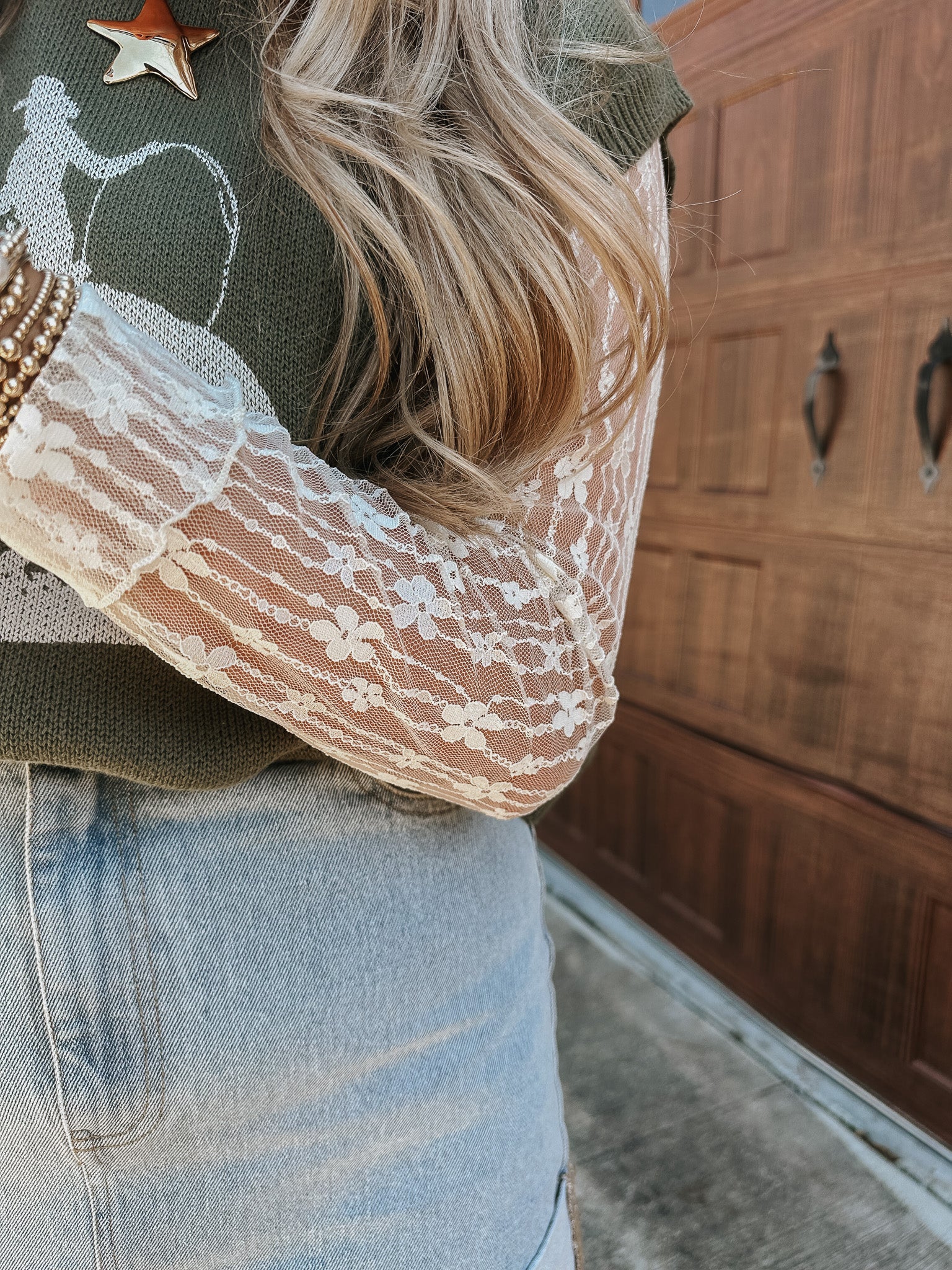 Just A Girl Ivory Lace Top