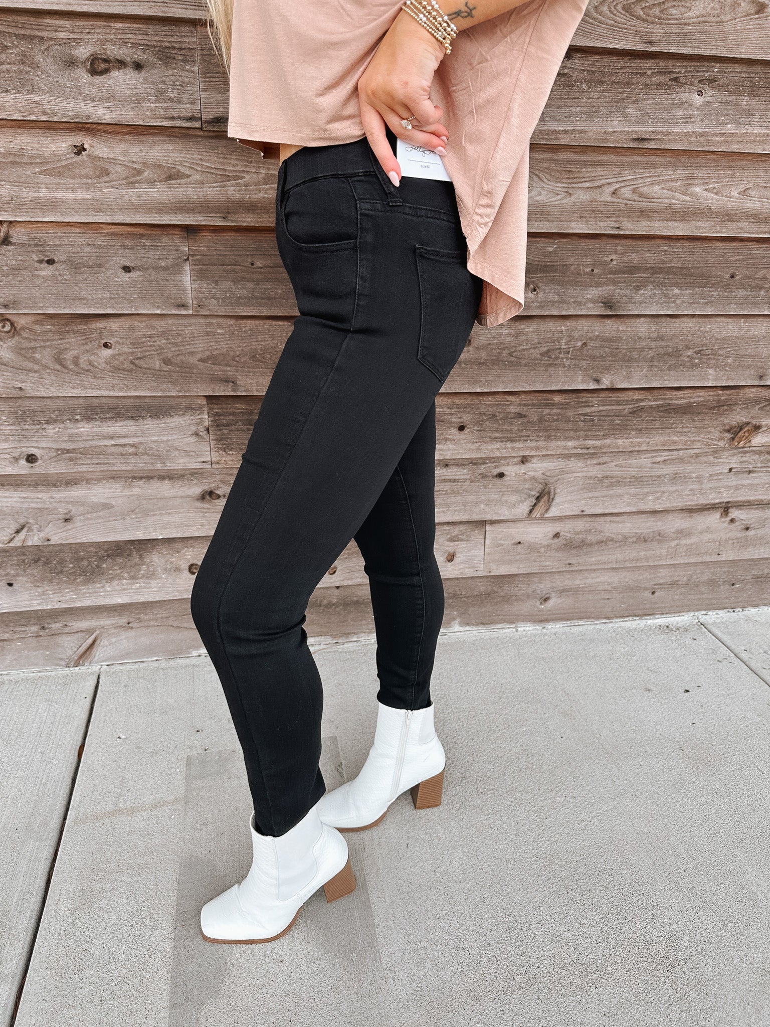 The Lauren Comfort Pull On Skinny Jeans In Black